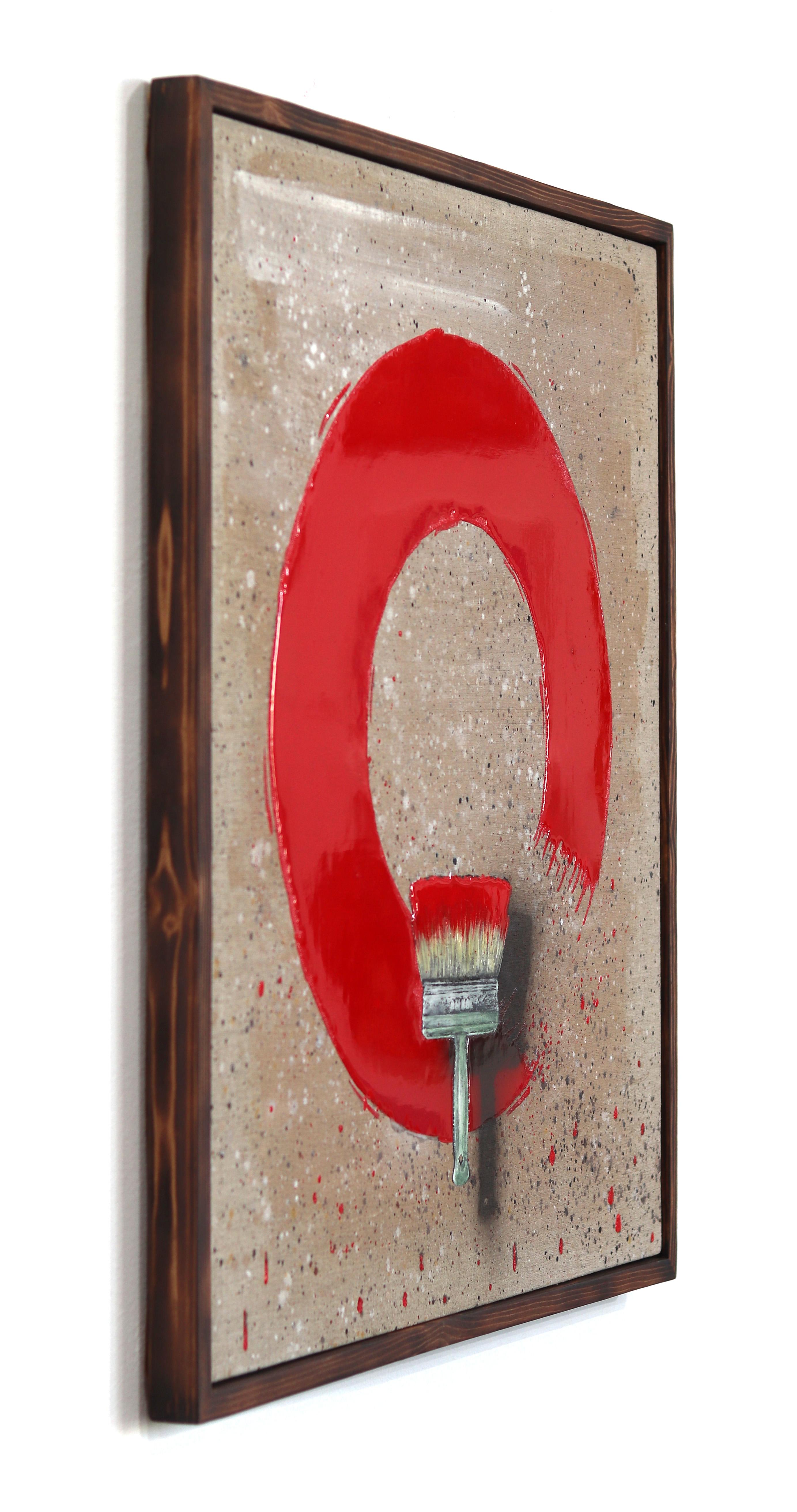 Superlativo - Original Surrealista Pincel Rojo Arte Pop sobre Lienzo - Still-Life Painting Marrón de Carl Smith