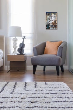 Svelte Reflection - Figurative Abstract Contemporary City Woman Resin Painting