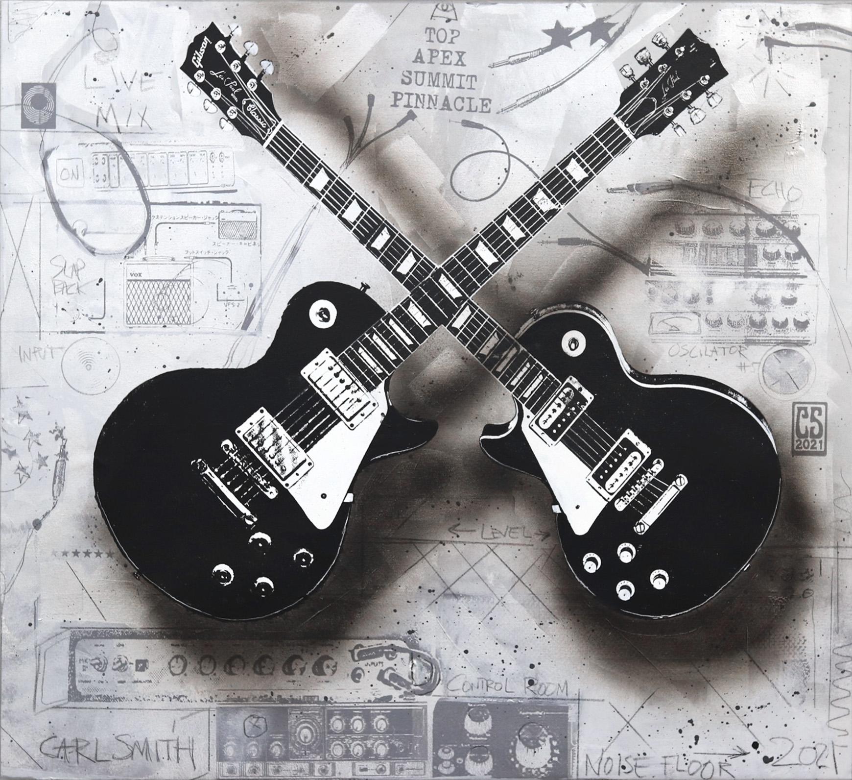 Top Apex - Original Electric Guitar Duet on Canvas: A Sonic Symphony in Art
