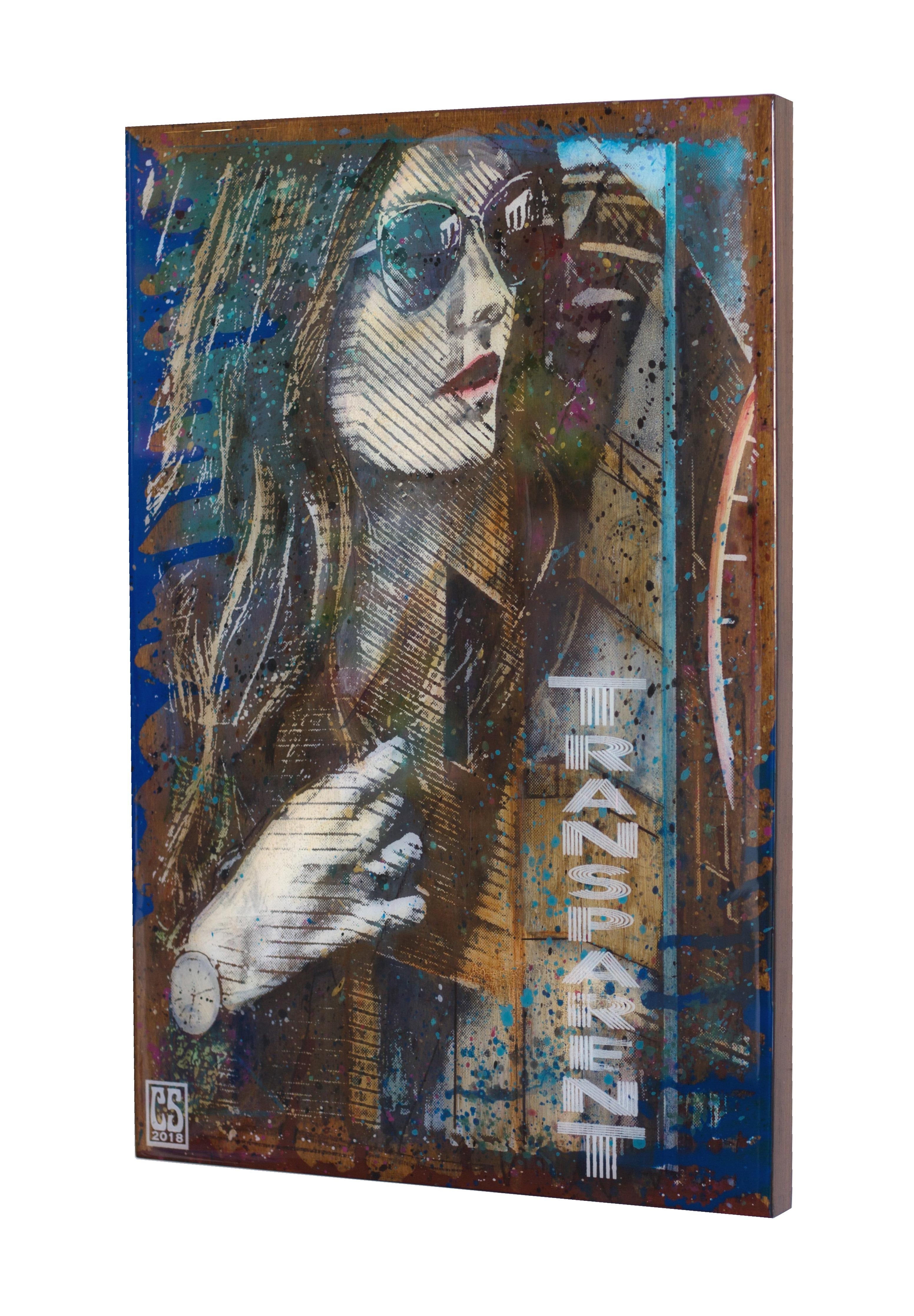 Transparent Reflection - Modern Figurative Original Mixed Media Resin Painting - Pop Art Mixed Media Art by Carl Smith