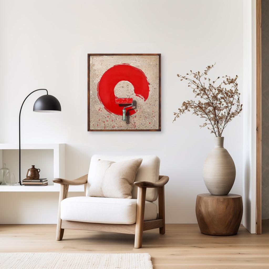 ¡Tremendo! - Original Surrealista Pincel Rojo Círculo Pop Art sobre Lienzo - Painting de Carl Smith