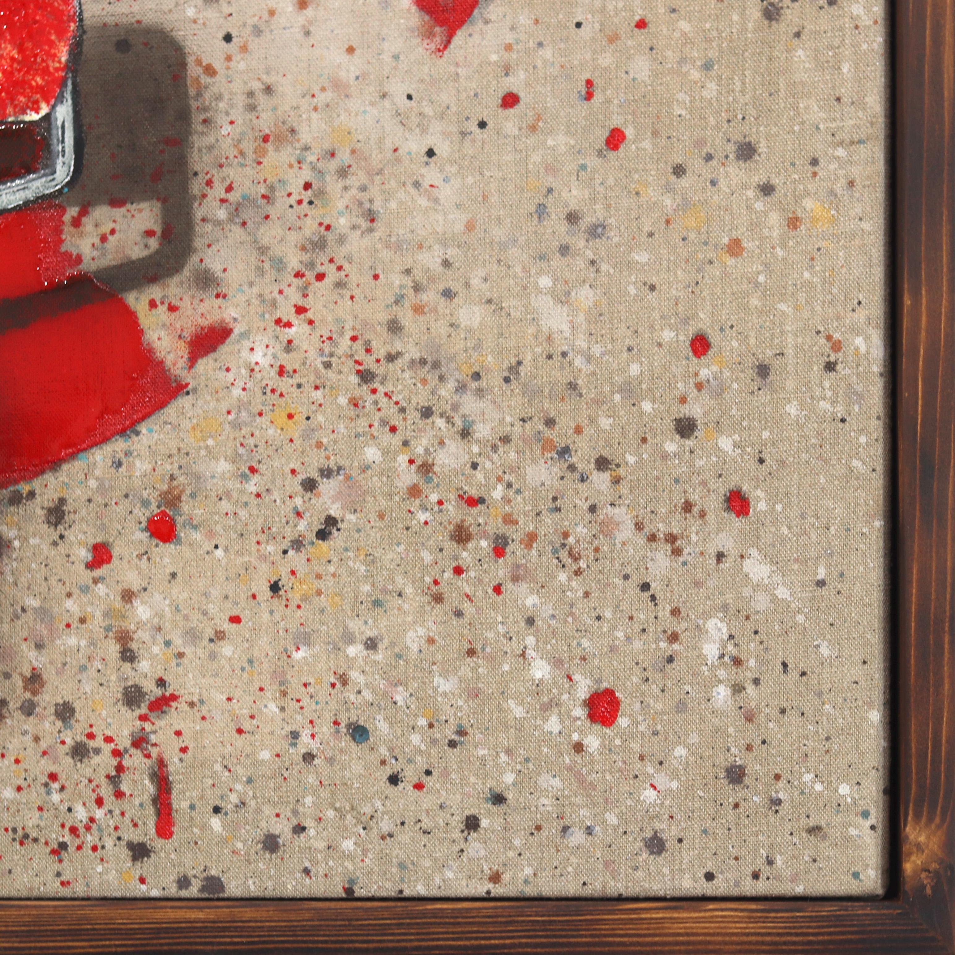 ¡Tremendo! - Original Surrealista Pincel Rojo Círculo Pop Art sobre Lienzo - Painting Arte pop de Carl Smith