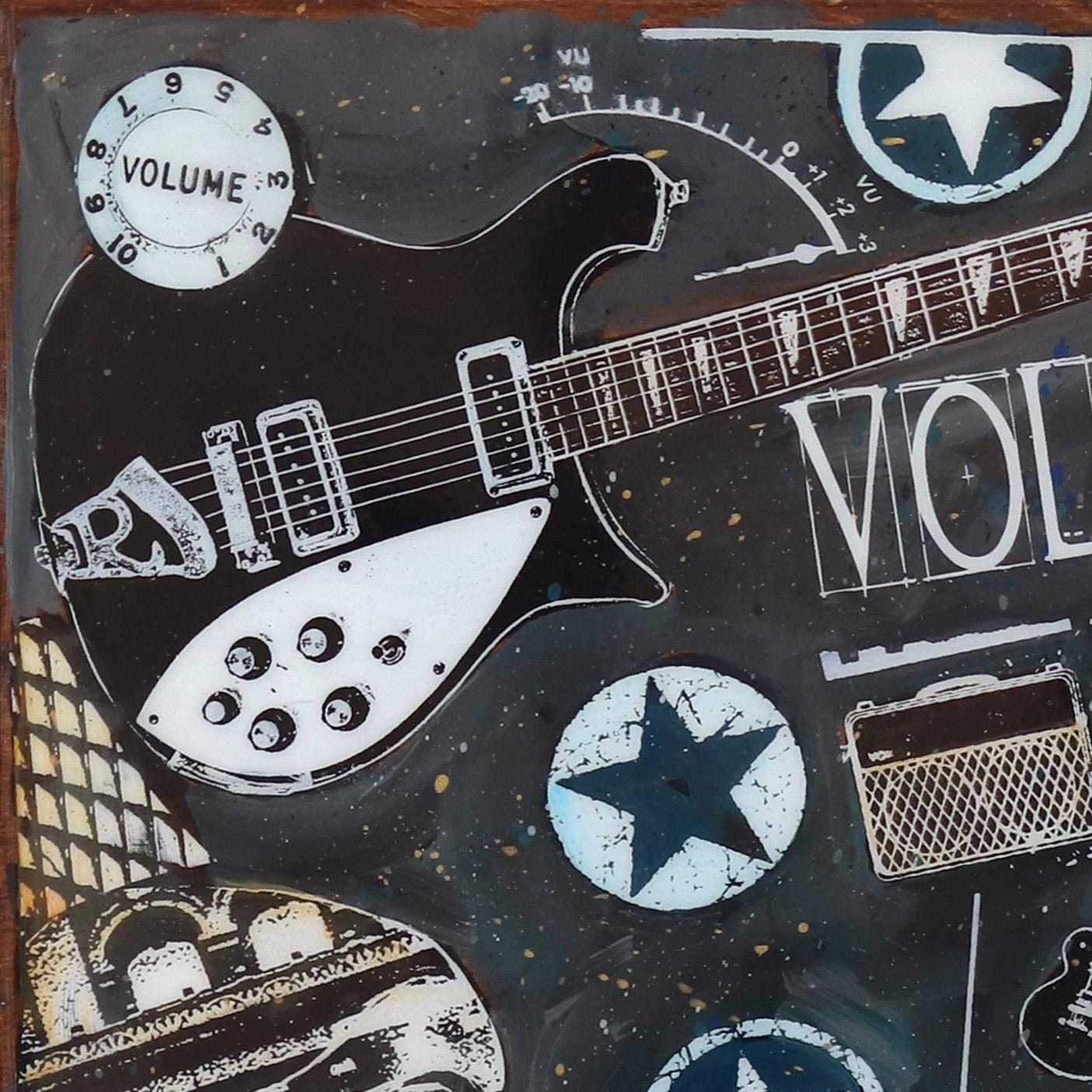 Volume! - Original Artwork Music Instruments Guitar Keyboard Amplifier Painting - Pop Art Mixed Media Art by Carl Smith