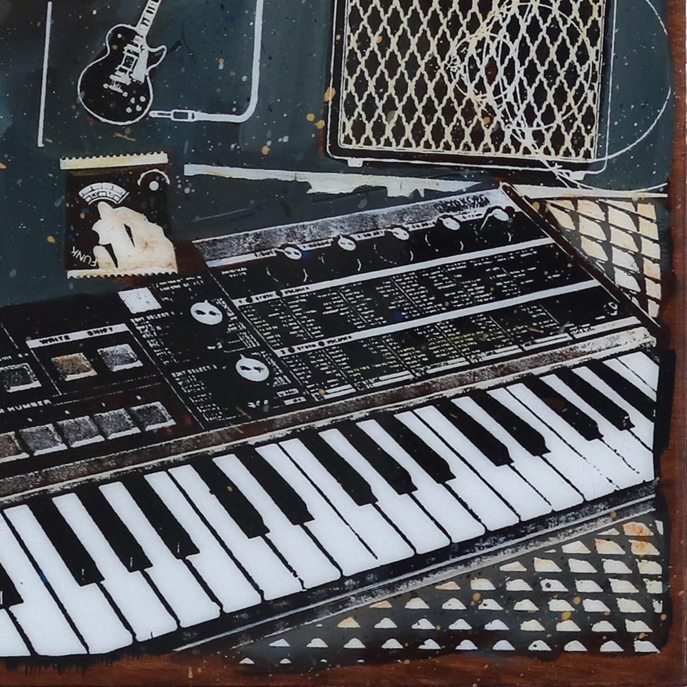 Volume! - Original Artwork Music Instruments Guitar Keyboard Amplifier Painting For Sale 4