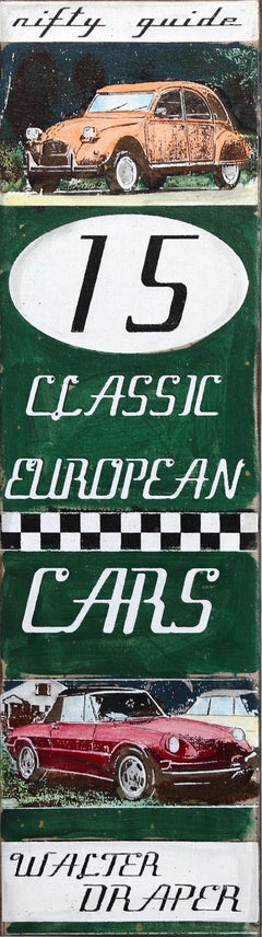 Classic European Cars - Original farbenfrohes Buch Kunstgemälde auf Leinwand 