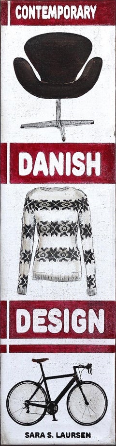Dänisches Design – Originales modernes Buchkunstwerk auf Leinwand, Mid-Century Modern