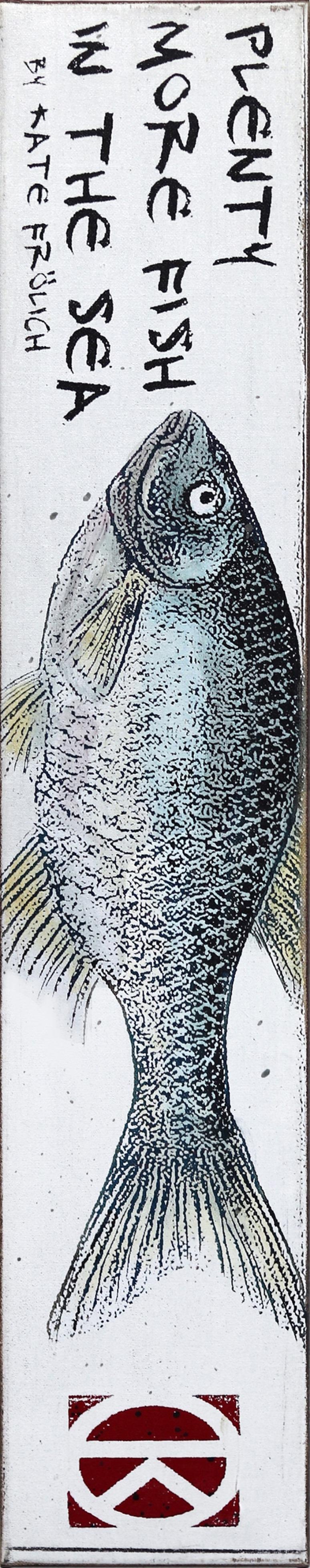 Plenty More Fish - Nature morte aquatique originale monochrome sur toile