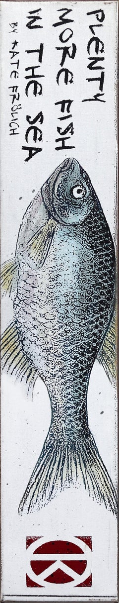 Plenty More Fish - Original Monochrome Water Sea Still Life Painting on Canvas