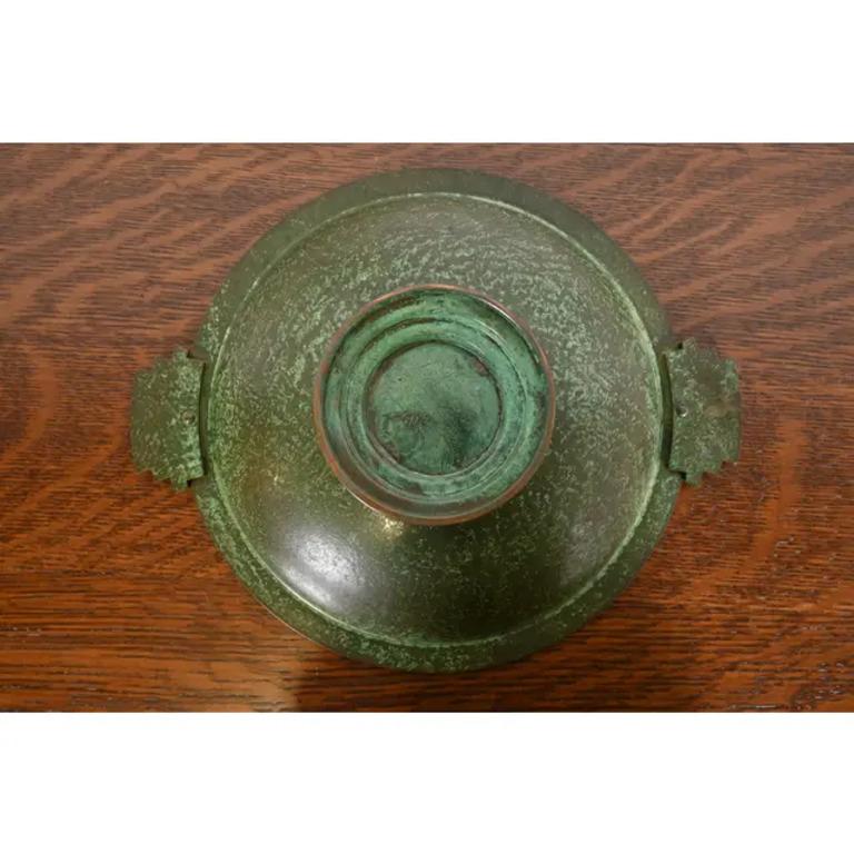Carl Sorensen Art Deco Verdigris Bronze Footed Centerpiece Bowl or Fruit Bowl en vente 4