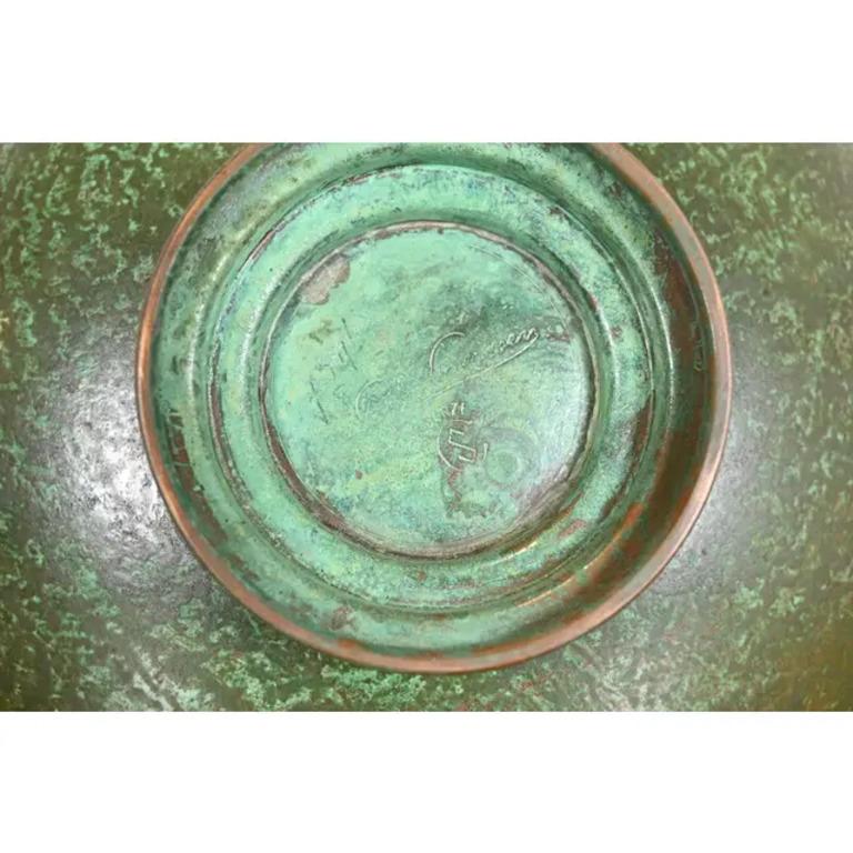 Carl Sorensen Art Deco Verdigris Bronze Footed Centerpiece Bowl or Fruit Bowl en vente 5