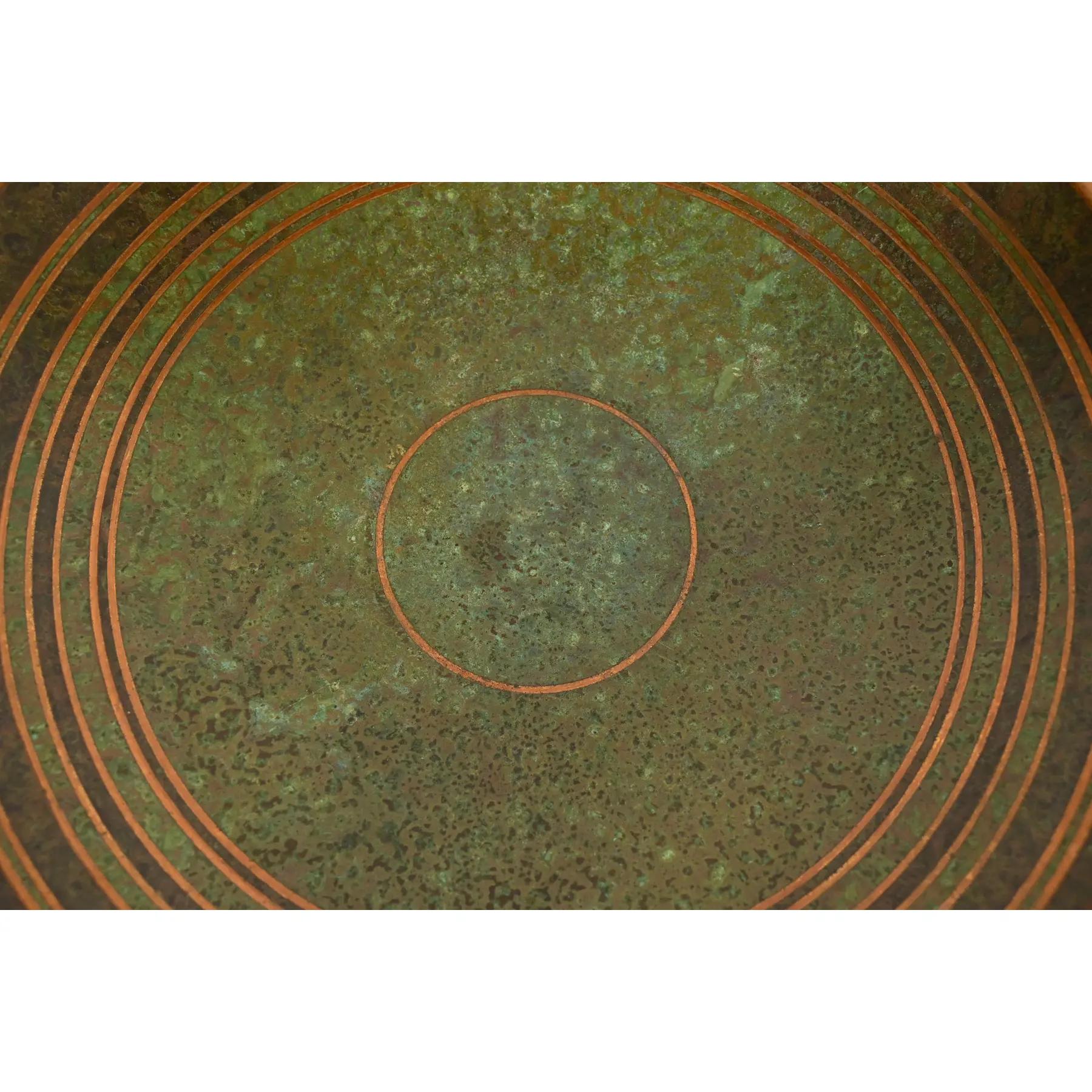 Carl Sorensen Art Deco Verdigris Bronze Footed Centerpiece Bowl or Fruit Bowl Bon état - En vente à South Bend, IN