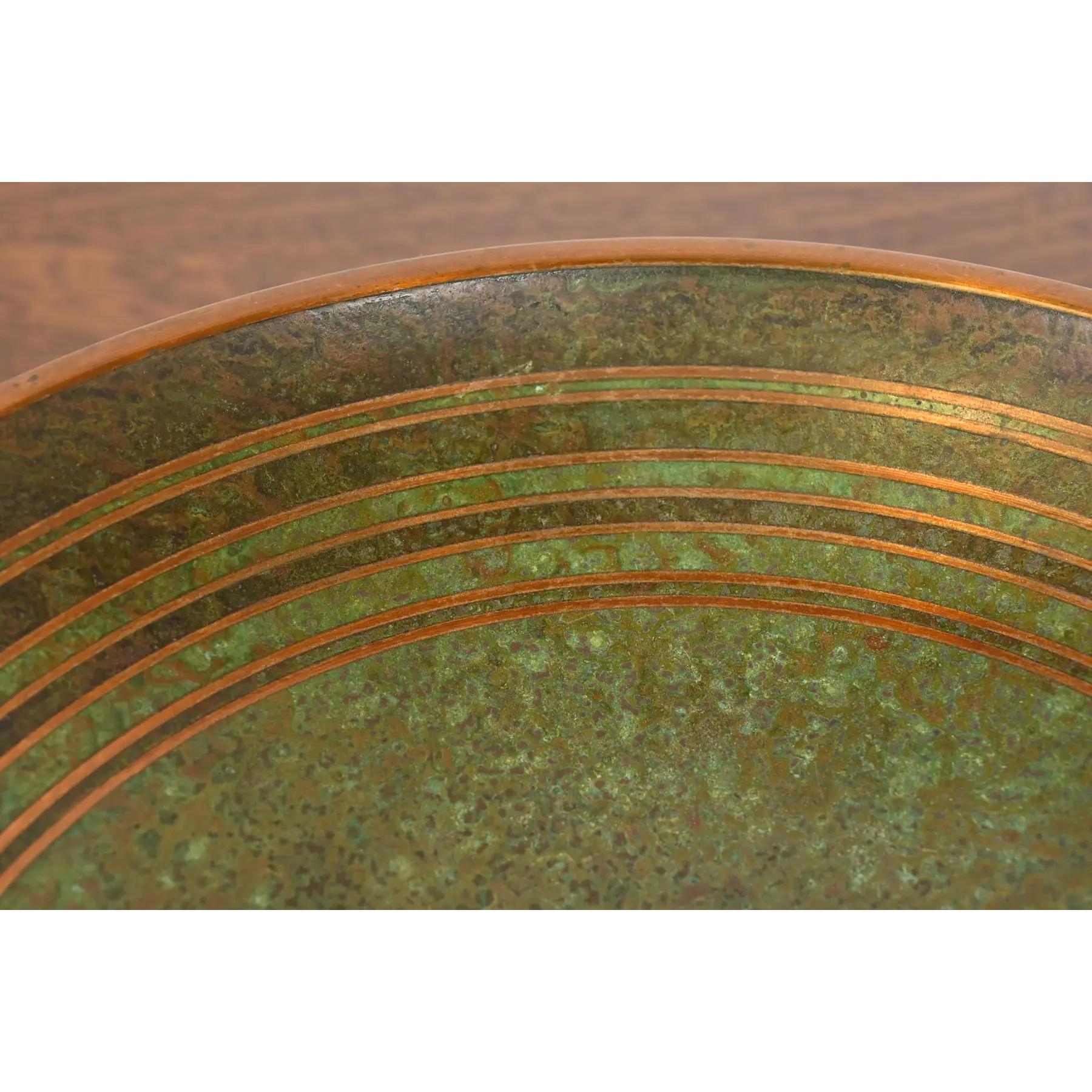 Carl Sorensen Art Deco Verdigris Bronze Footed Centerpiece Bowl or Fruit Bowl en vente 1
