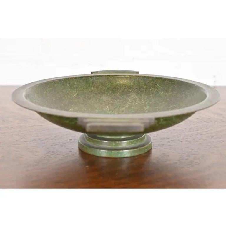 Carl Sorensen Art Deco Verdigris Bronze Footed Centerpiece Bowl or Fruit Bowl en vente 1