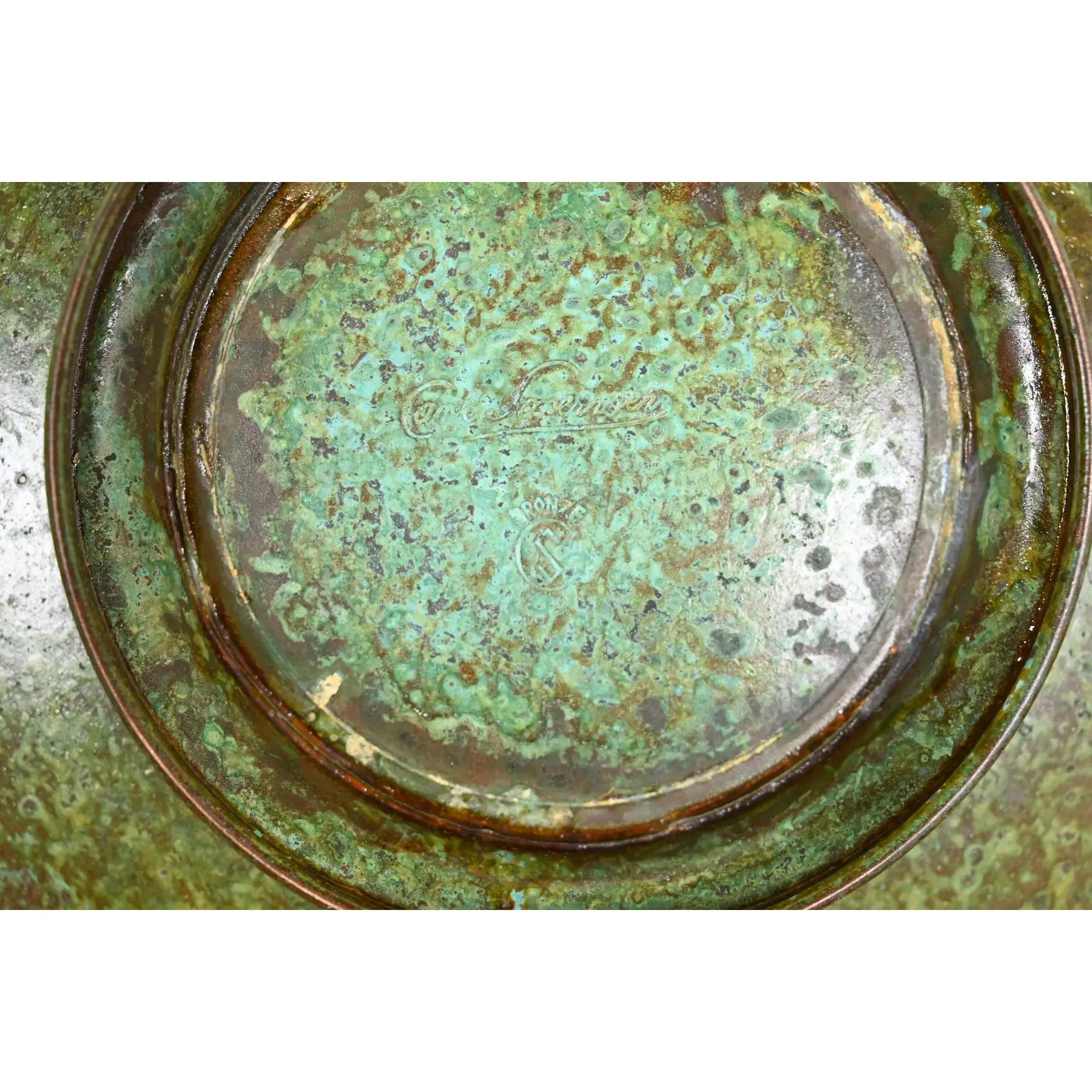 Carl Sorensen Art Deco Verdigris Bronze Footed Centerpiece Bowl or Fruit Bowl en vente 2