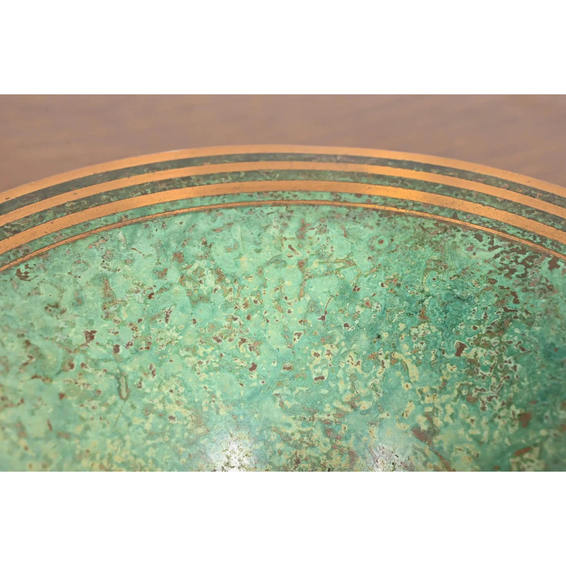 Carl Sorensen Art Deco Verdigris Bronze Footed Centerpiece Bowl or Fruit Bowl en vente 2