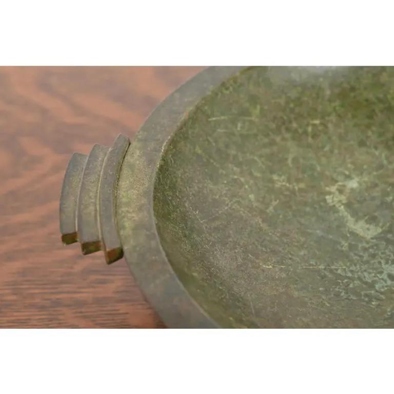 Carl Sorensen Art Deco Verdigris Bronze Footed Centerpiece Bowl or Fruit Bowl en vente 2