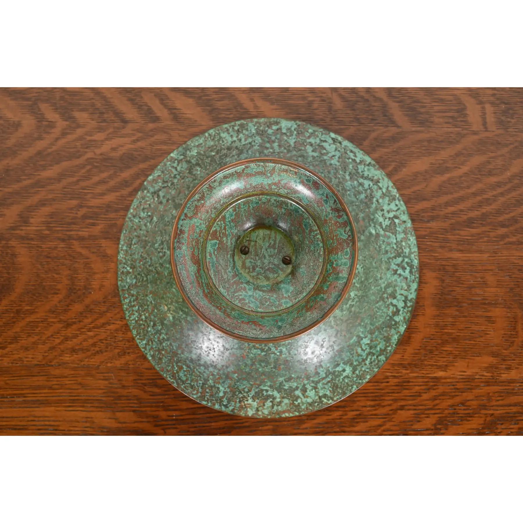 Carl Sorensen Art Deco Verdigris Bronze Footed Centerpiece Bowl or Fruit Bowl en vente 3