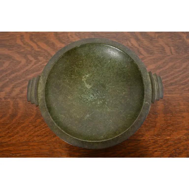 Carl Sorensen Art Deco Verdigris Bronze Footed Centerpiece Bowl or Fruit Bowl en vente 3