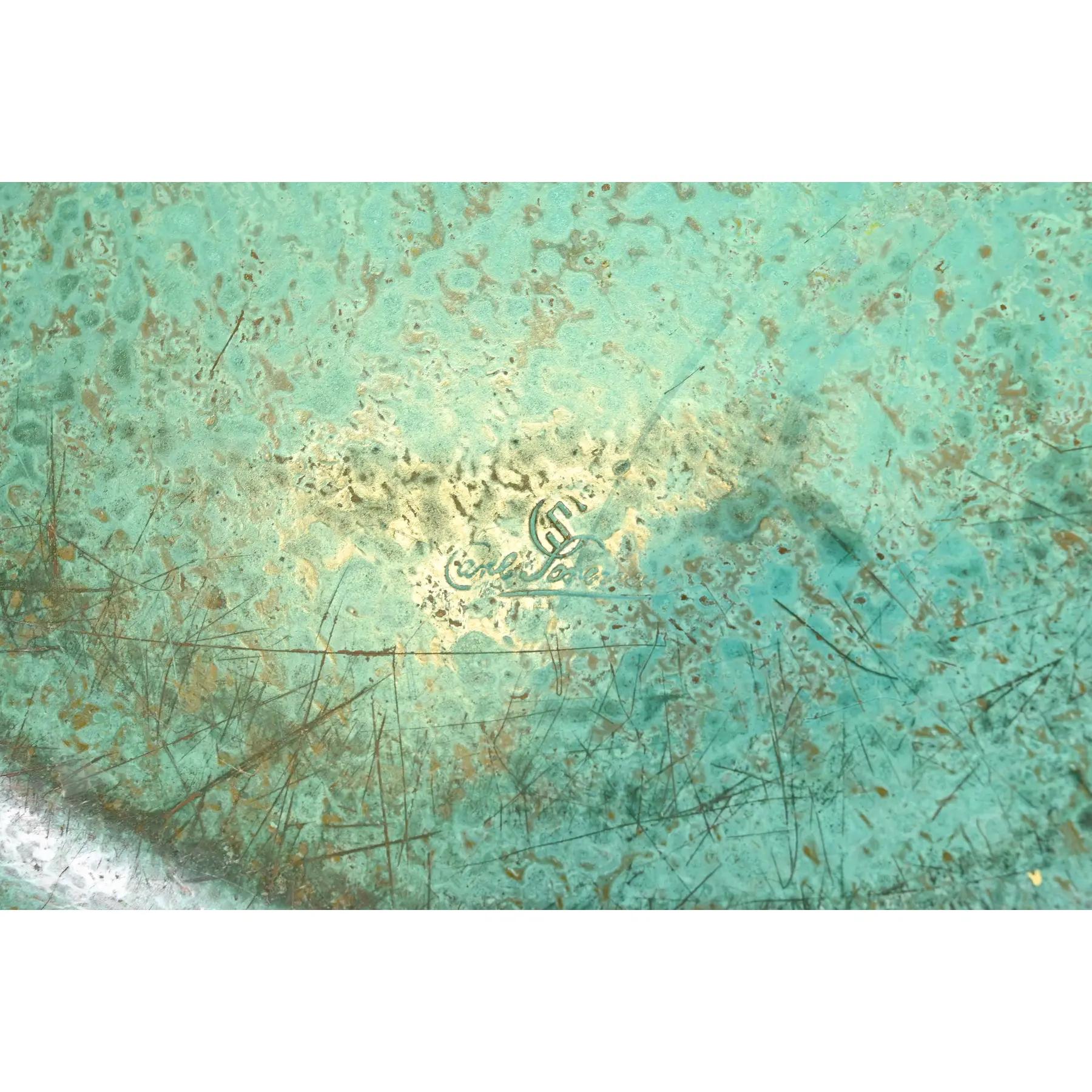 Carl Sorensen Art Deco Verdigris Bronze Large Charger Plate or Tray For Sale 3