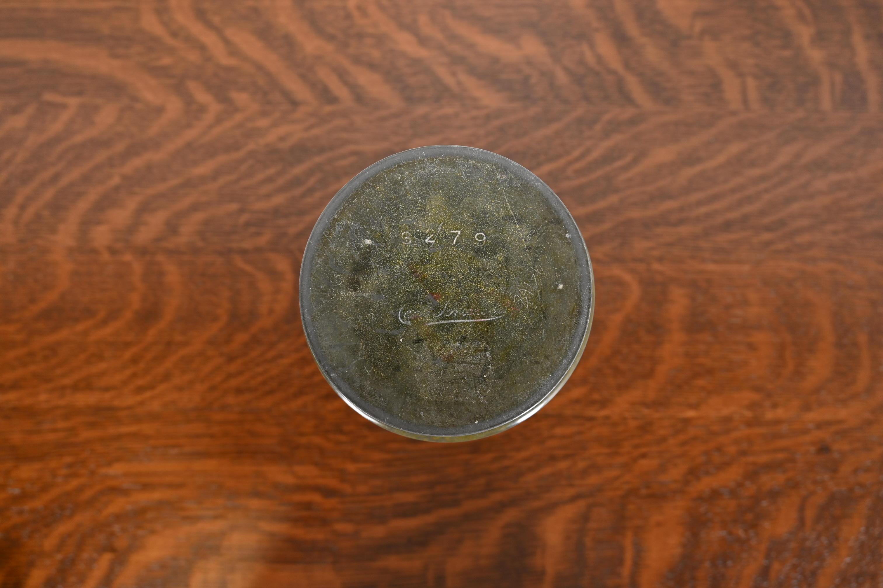 Vaso a tromba in bronzo verdastro Art Déco Carl Sorensen in vendita 3