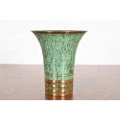 Carl Sorensen Art Deco Verdigris Bronze Trumpet Vase