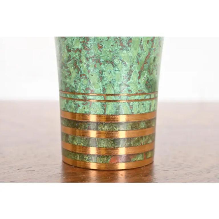 Vaso a tromba in bronzo verdastro Art Déco Carl Sorensen in vendita 2