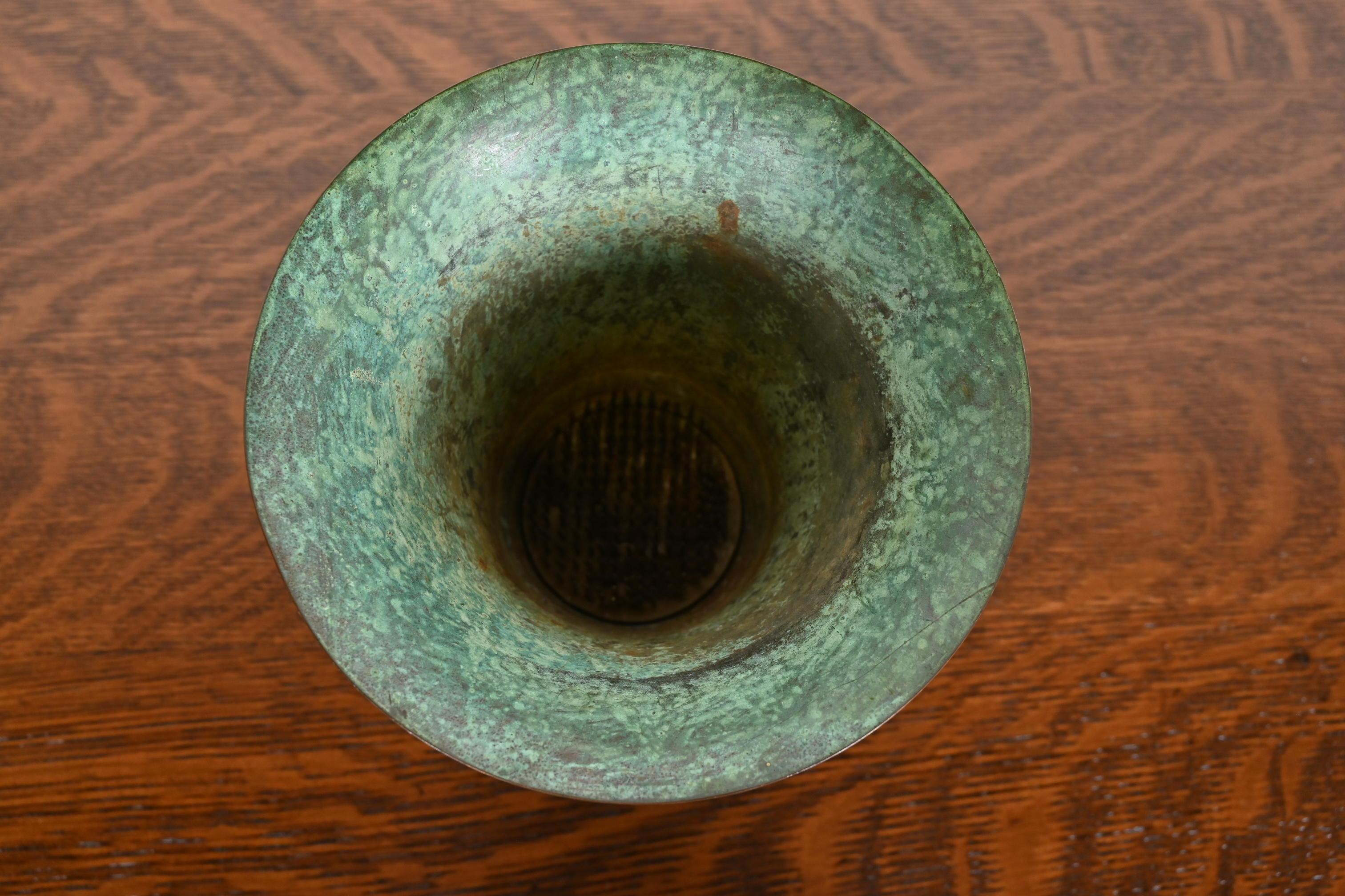Carl Sorensen Art Deco Verdigris Bronze Vase, Early 20th Century For Sale 1