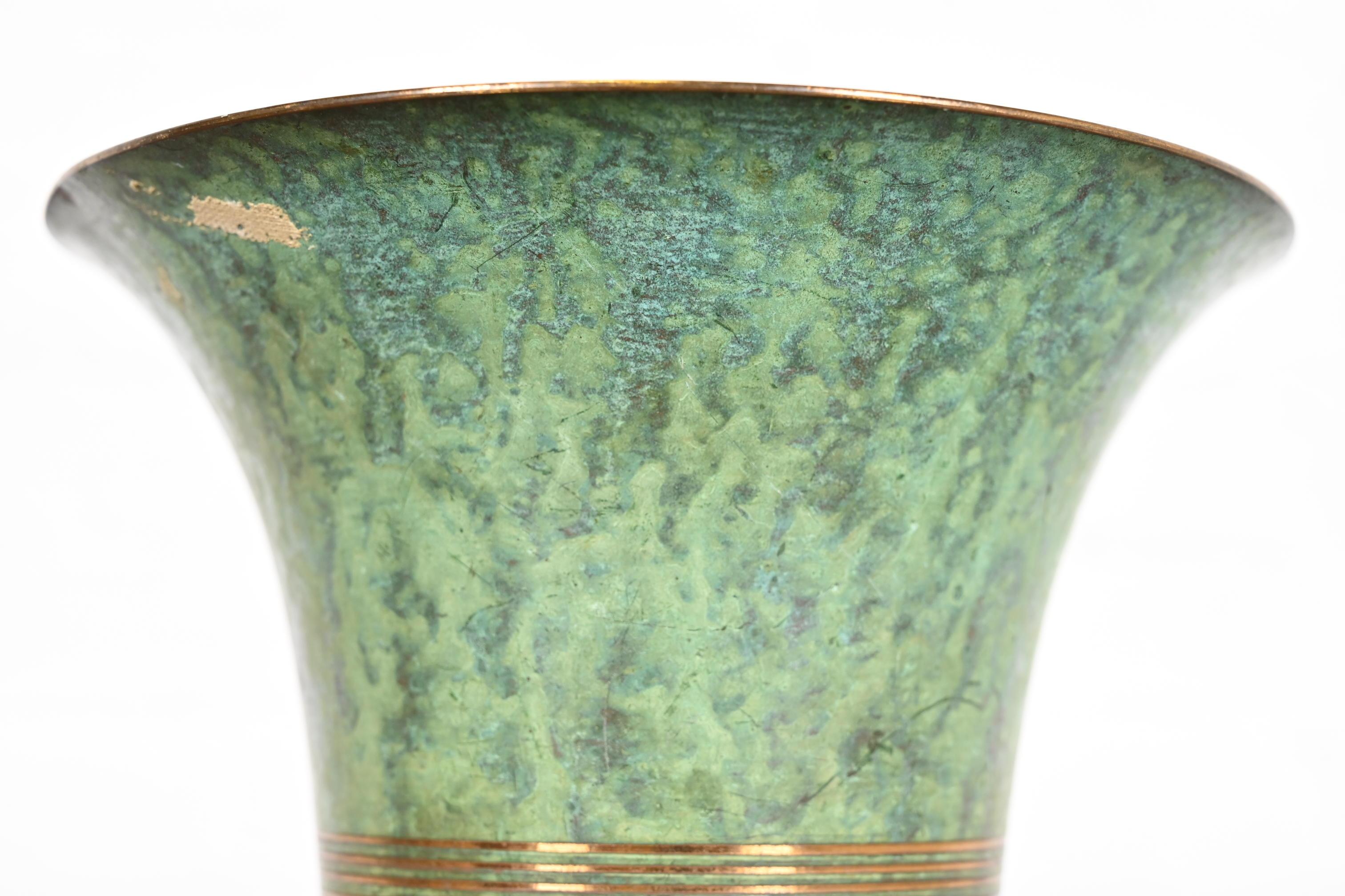 Bronze Carl Sorensen Art Deco Vase en bronze vert-de-gris, début du 20e siècle en vente