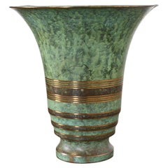 Vaso in bronzo verdastro Art Deco di Carl Sorensen, inizio XX secolo