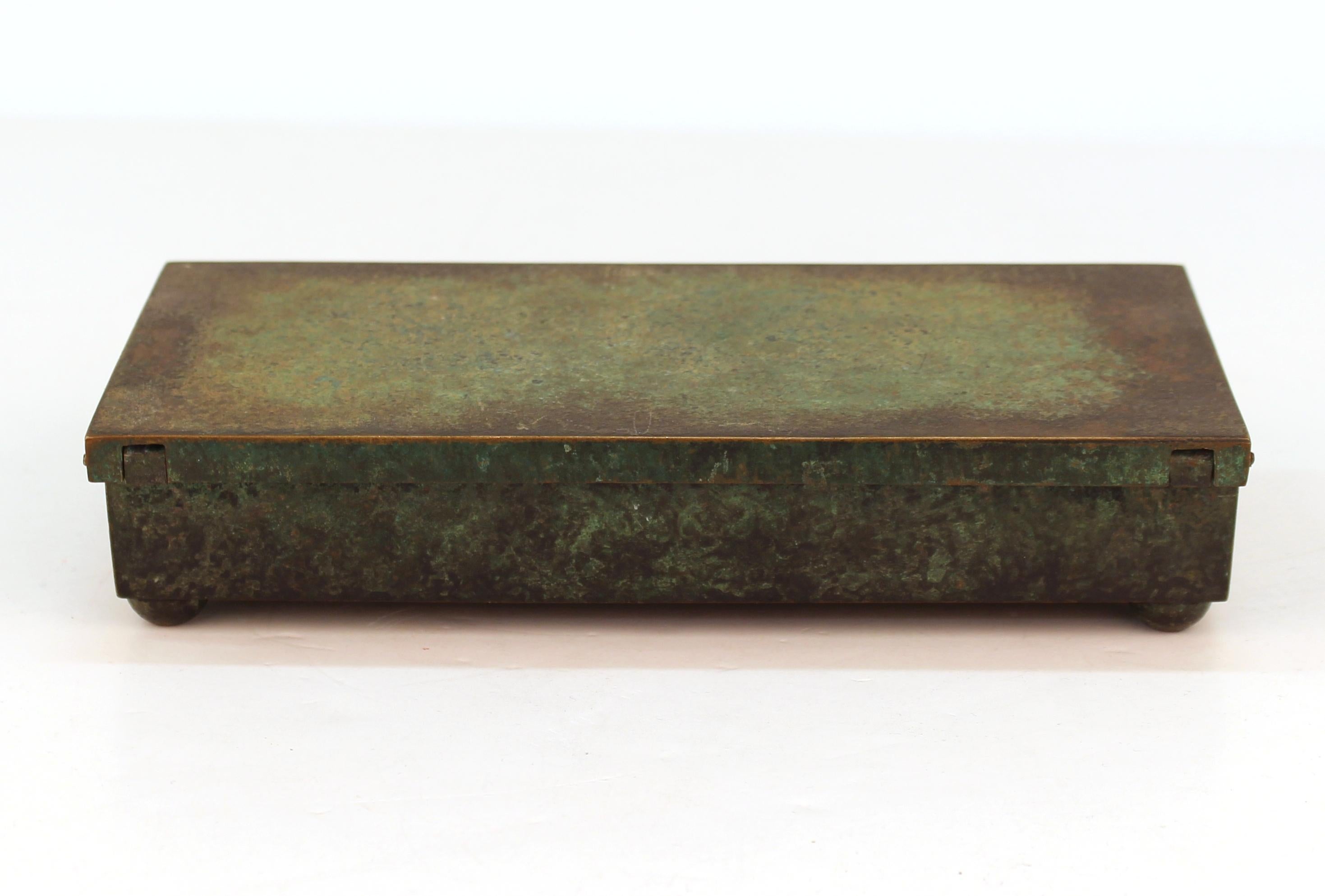 Carl Sorensen Arts & Crafts Verdigris Bronze Box In Good Condition In New York, NY