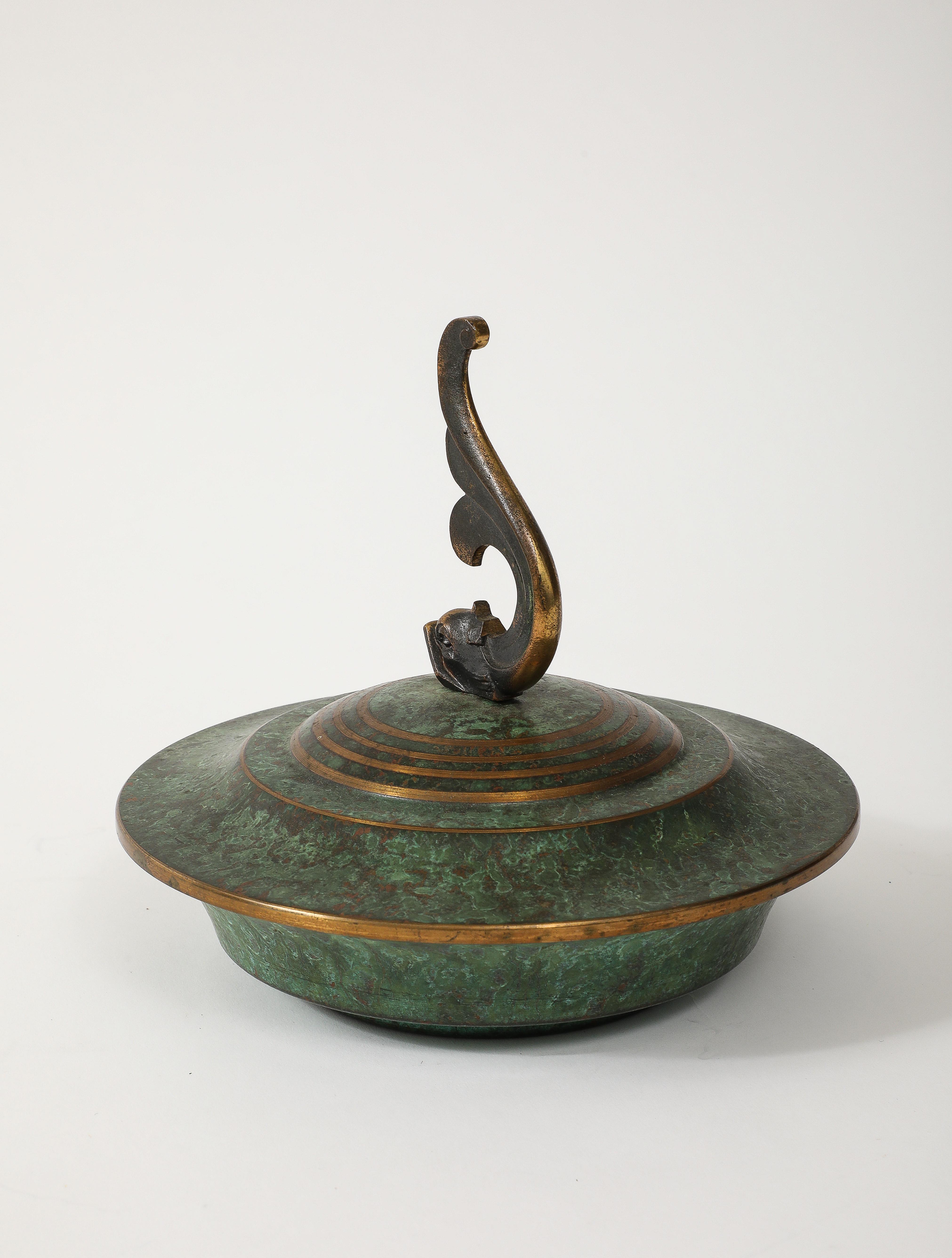 Carl Sorensen Bronze Bowl  With Lid In Good Condition For Sale In New York, NY