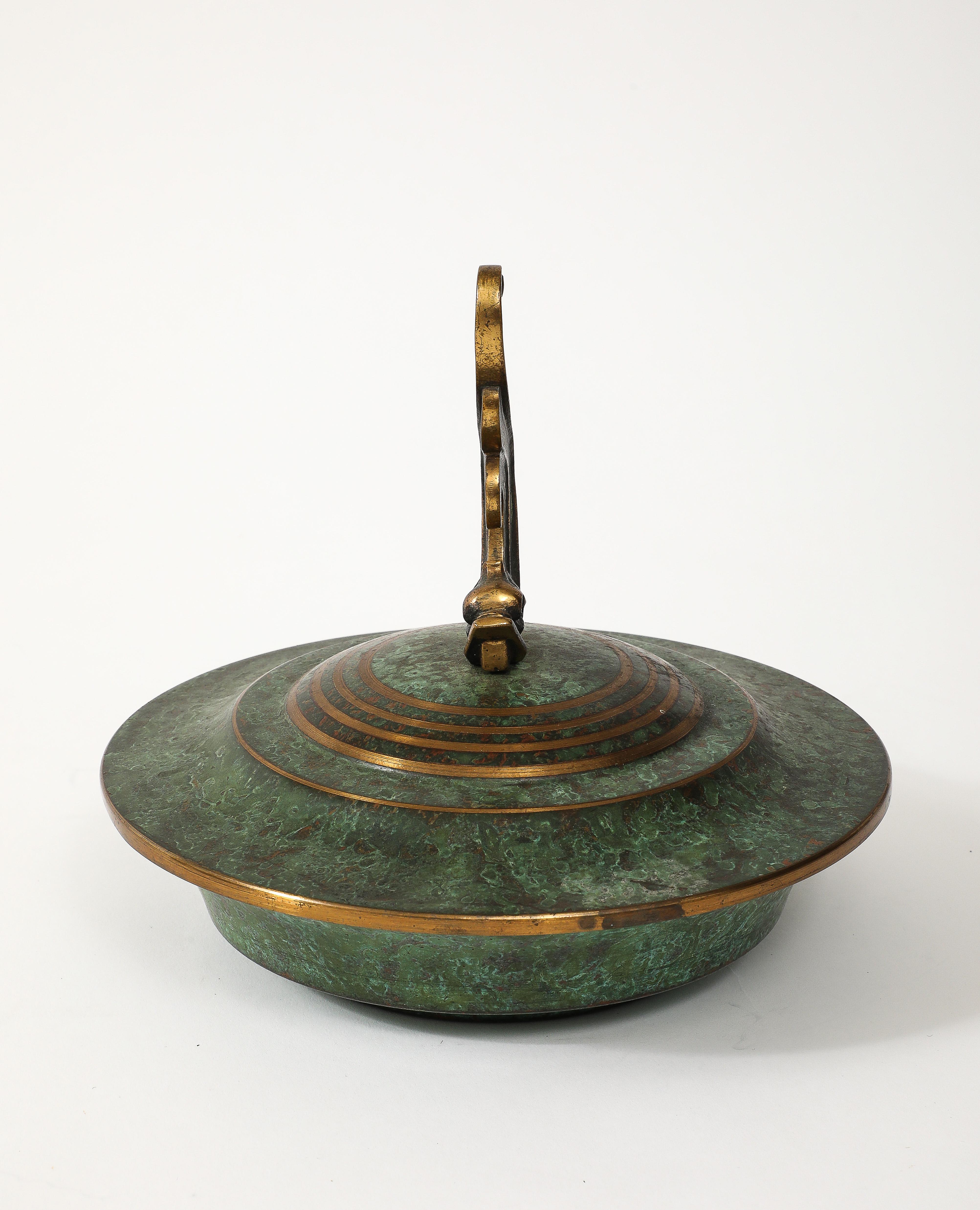 Mid-20th Century Carl Sorensen Bronze Bowl  With Lid For Sale