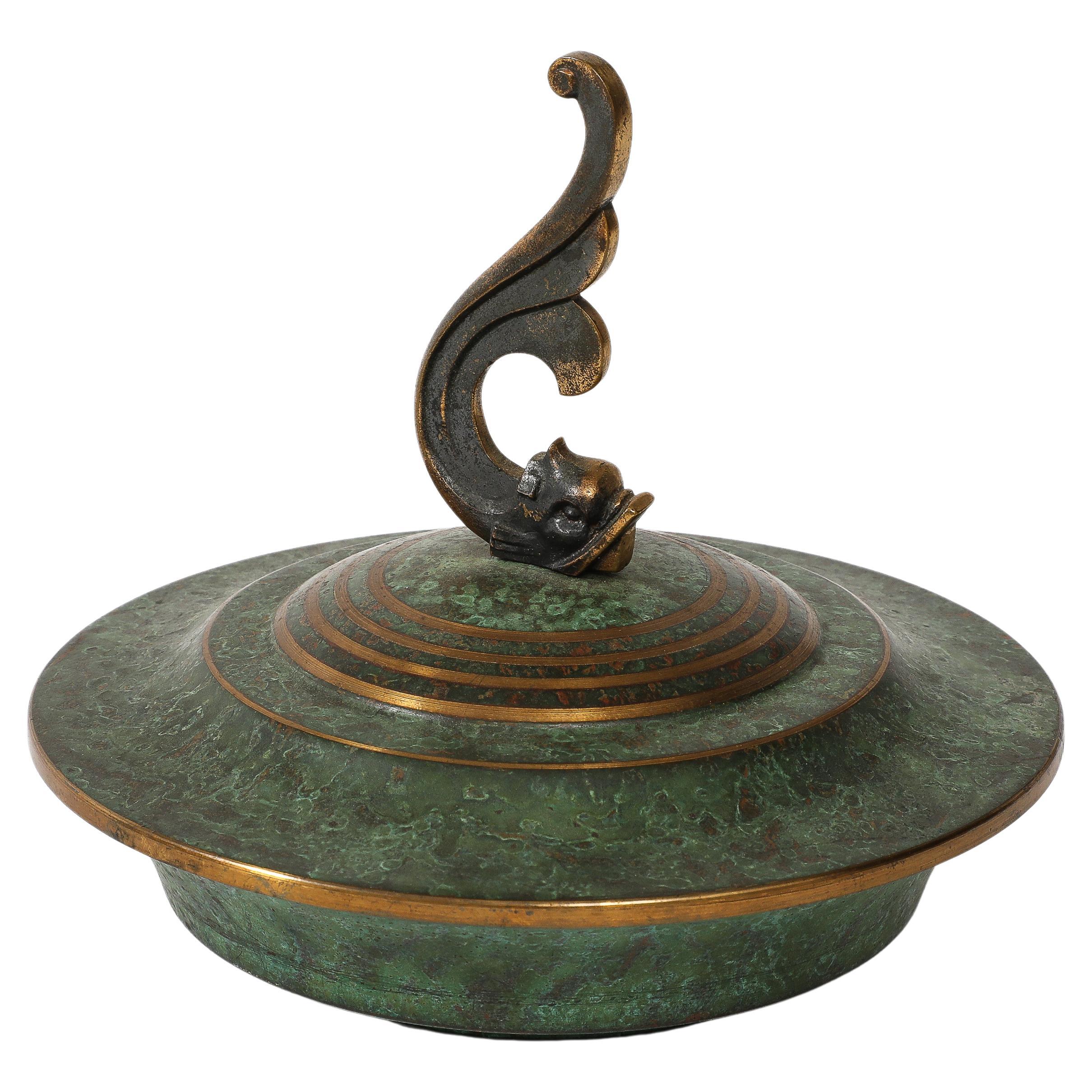 Carl Sorensen Bronze Bowl  With Lid For Sale