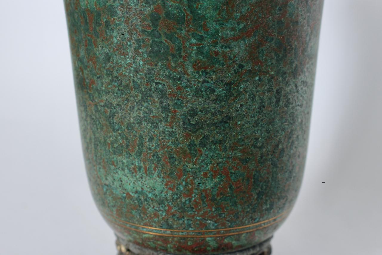 Carl Sorensen Bronze Verdigris Tone Trumpet Vase, 1920's For Sale 2