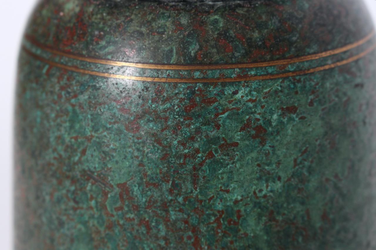 Carl Sorensen Bronze Verdigris Tone Trumpet Vase, 1920's For Sale 1