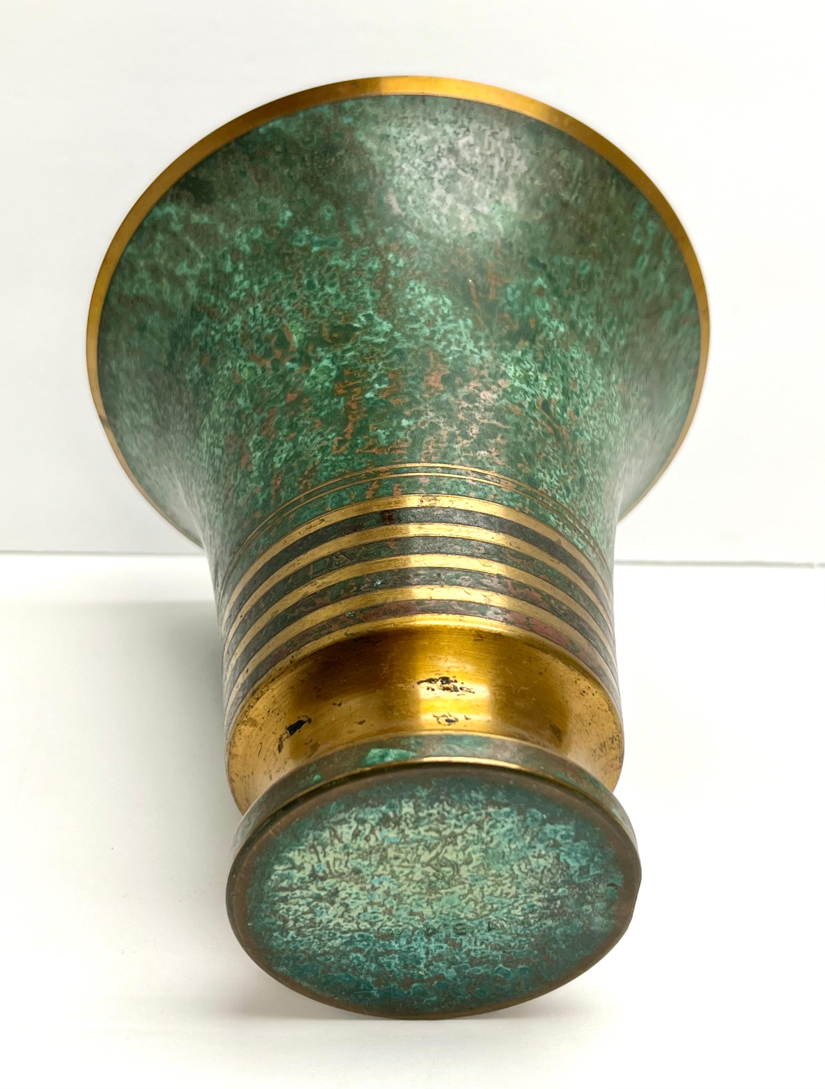 Carl Sorensen Bronze Verdigris Patinated Art Deco Vase In Good Condition In Miami, FL