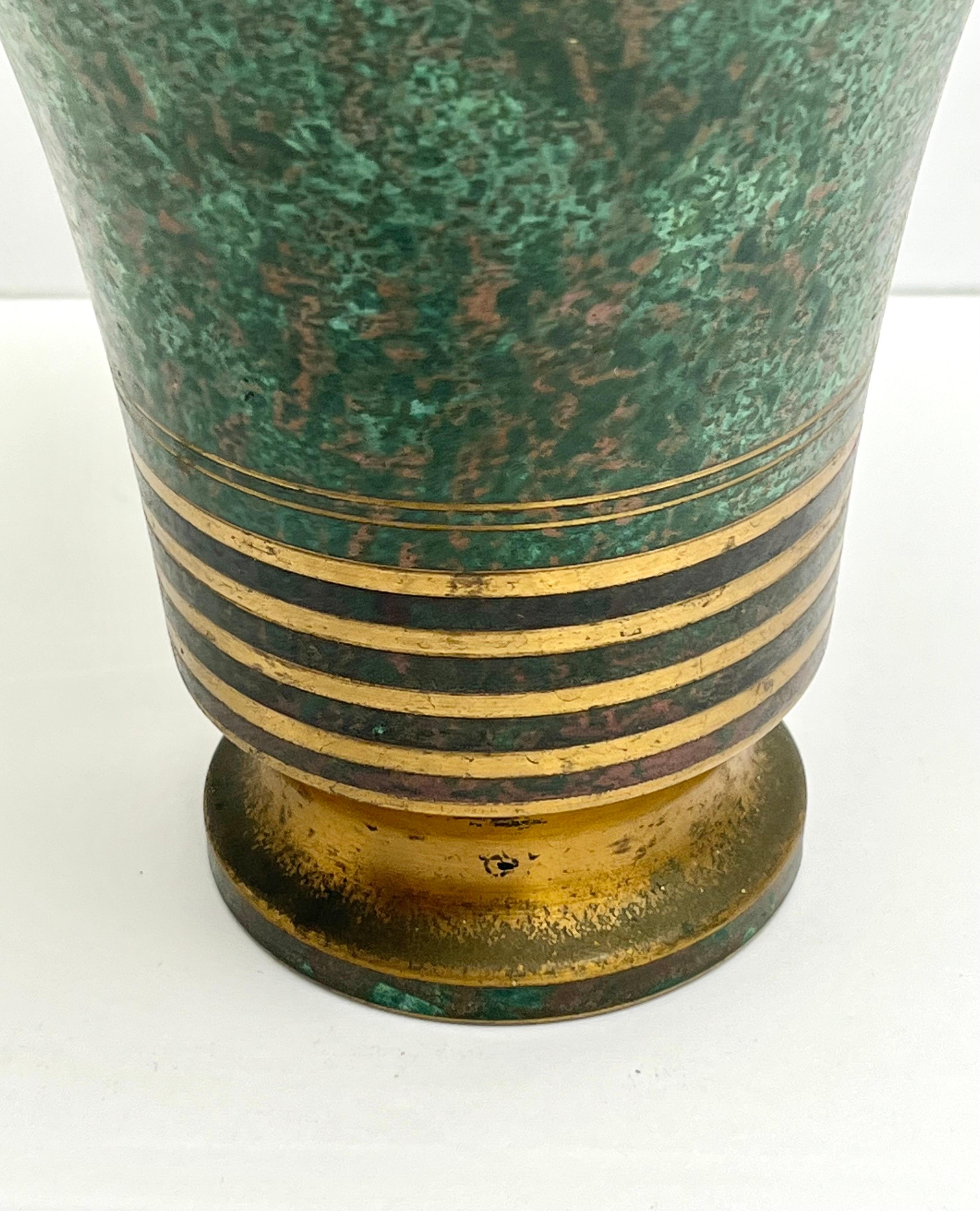 Mid-20th Century Carl Sorensen Bronze Verdigris Patinated Art Deco Vase