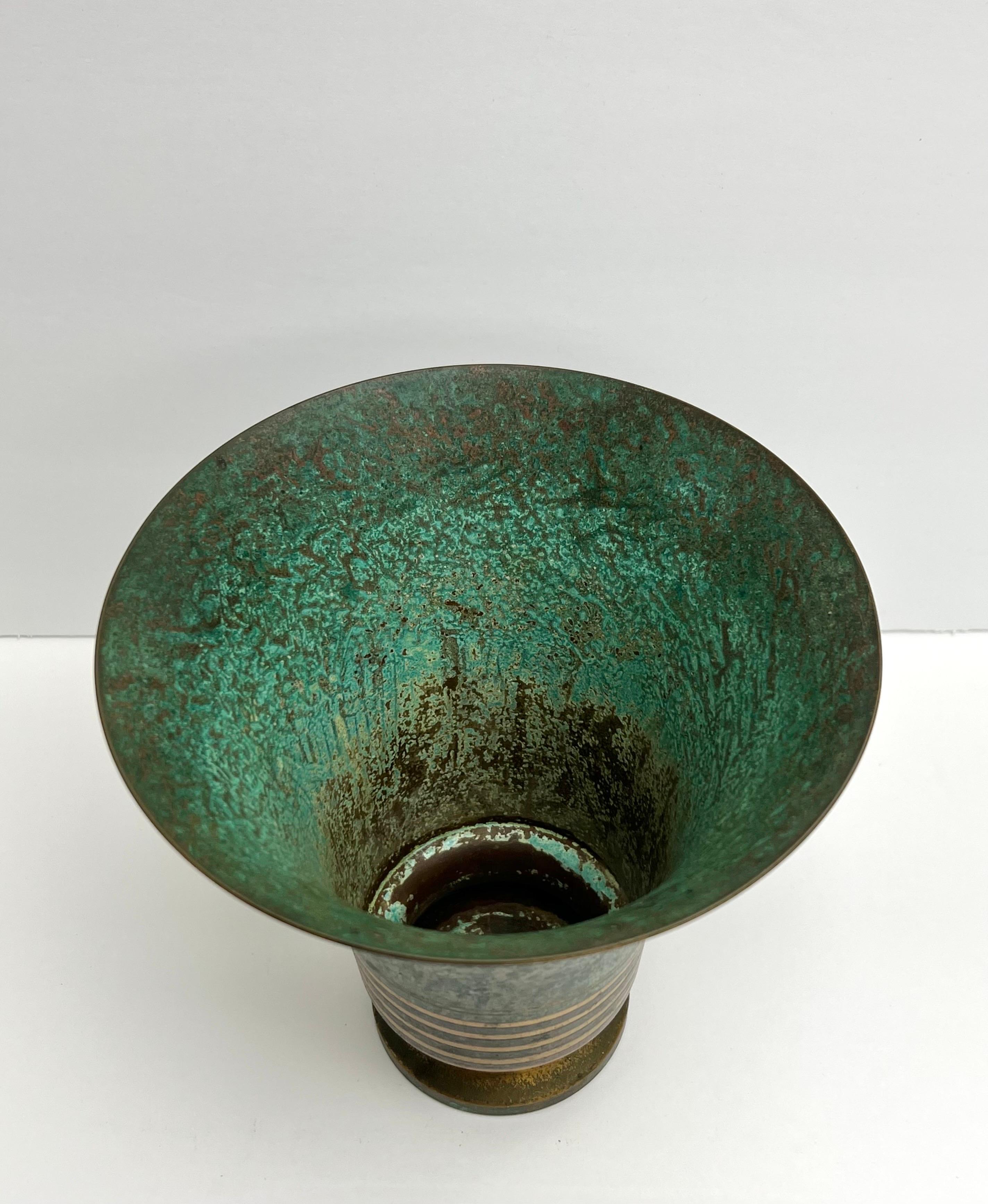 Carl Sorensen Bronze Verdigris Patinated Art Deco Vase 1