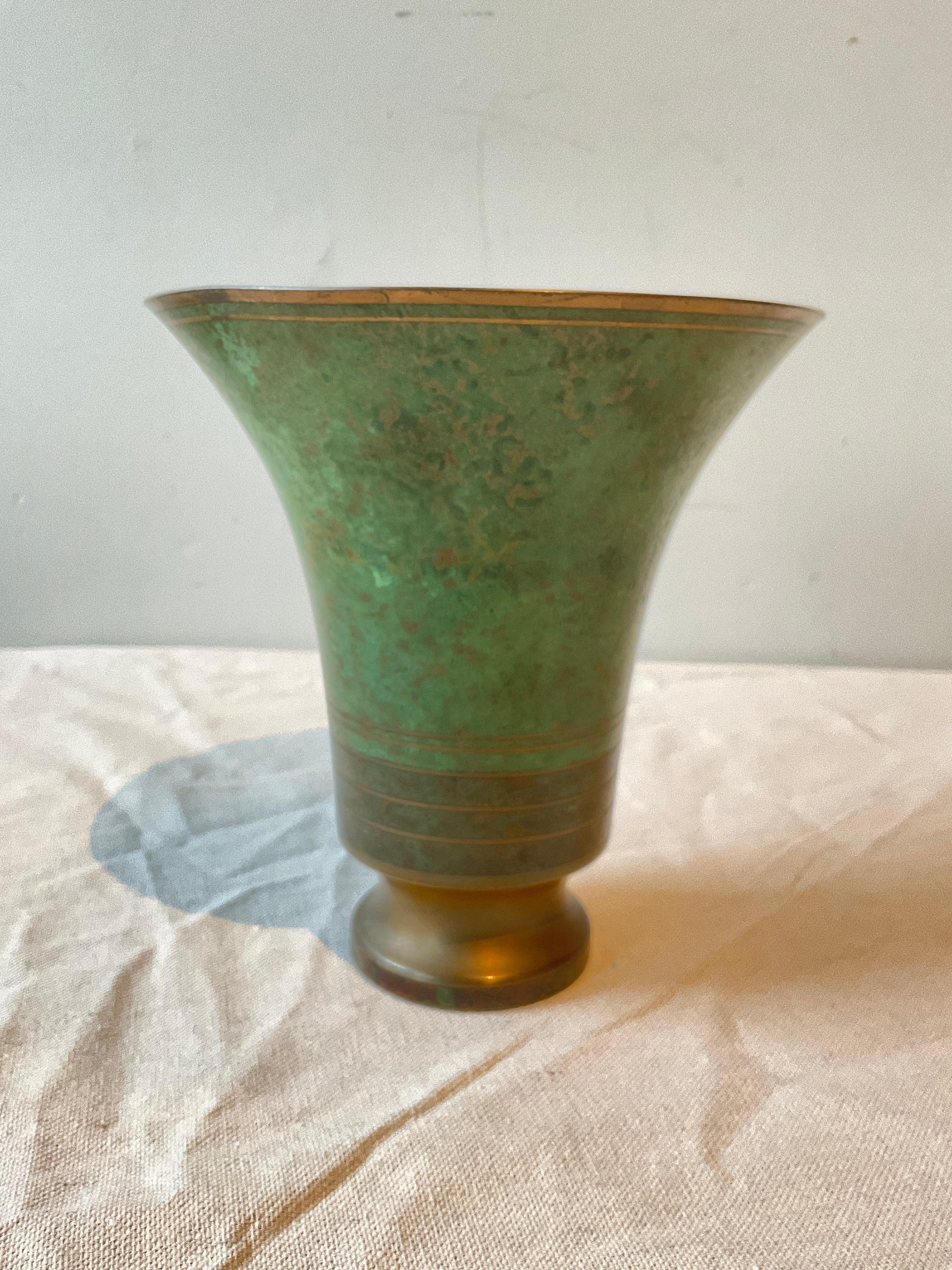 Carl Sorensen Patinated  Bronze Vase Signed For Sale 1