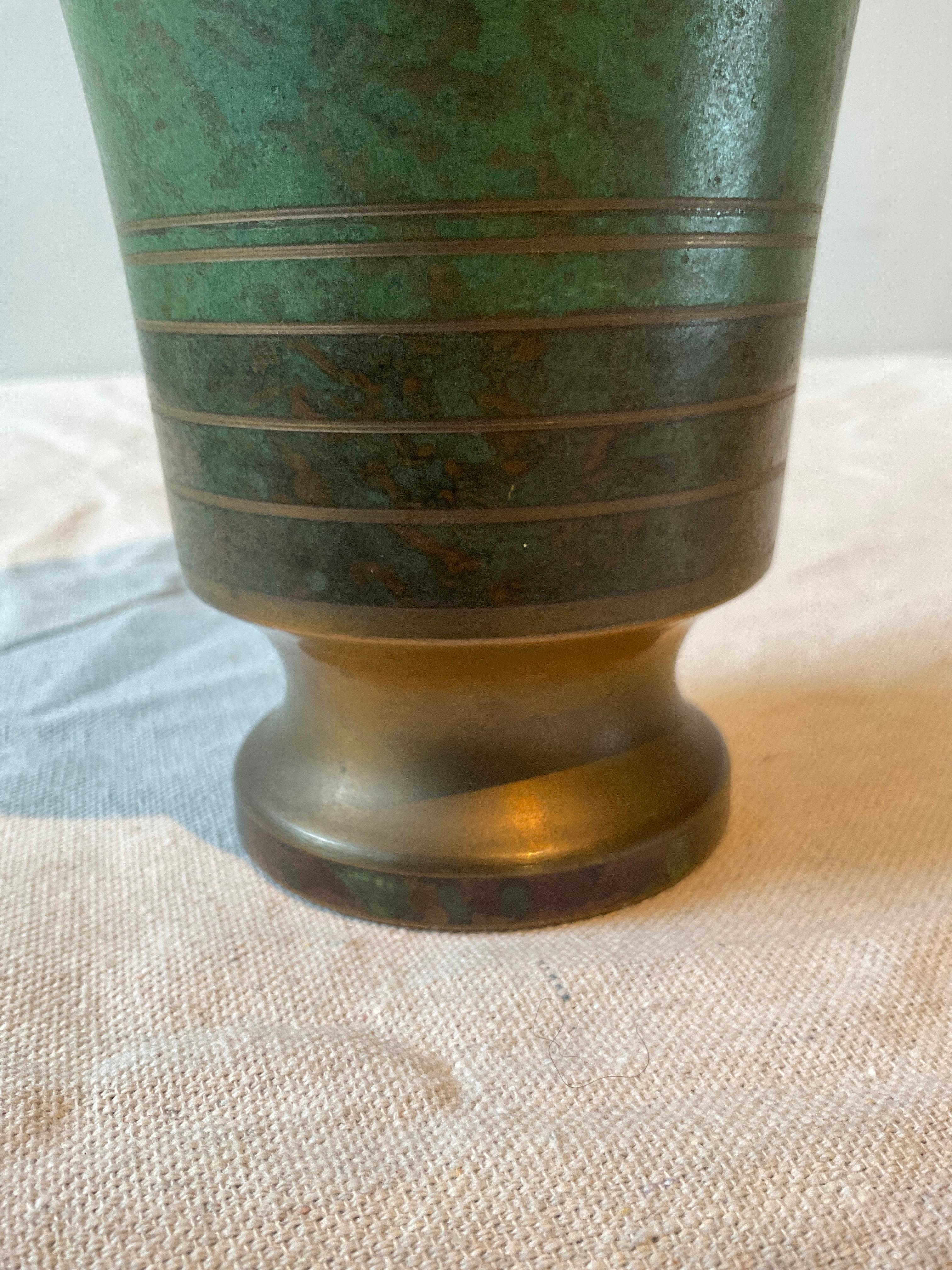Carl Sorensen Patinated  Bronze Vase Signed For Sale 2