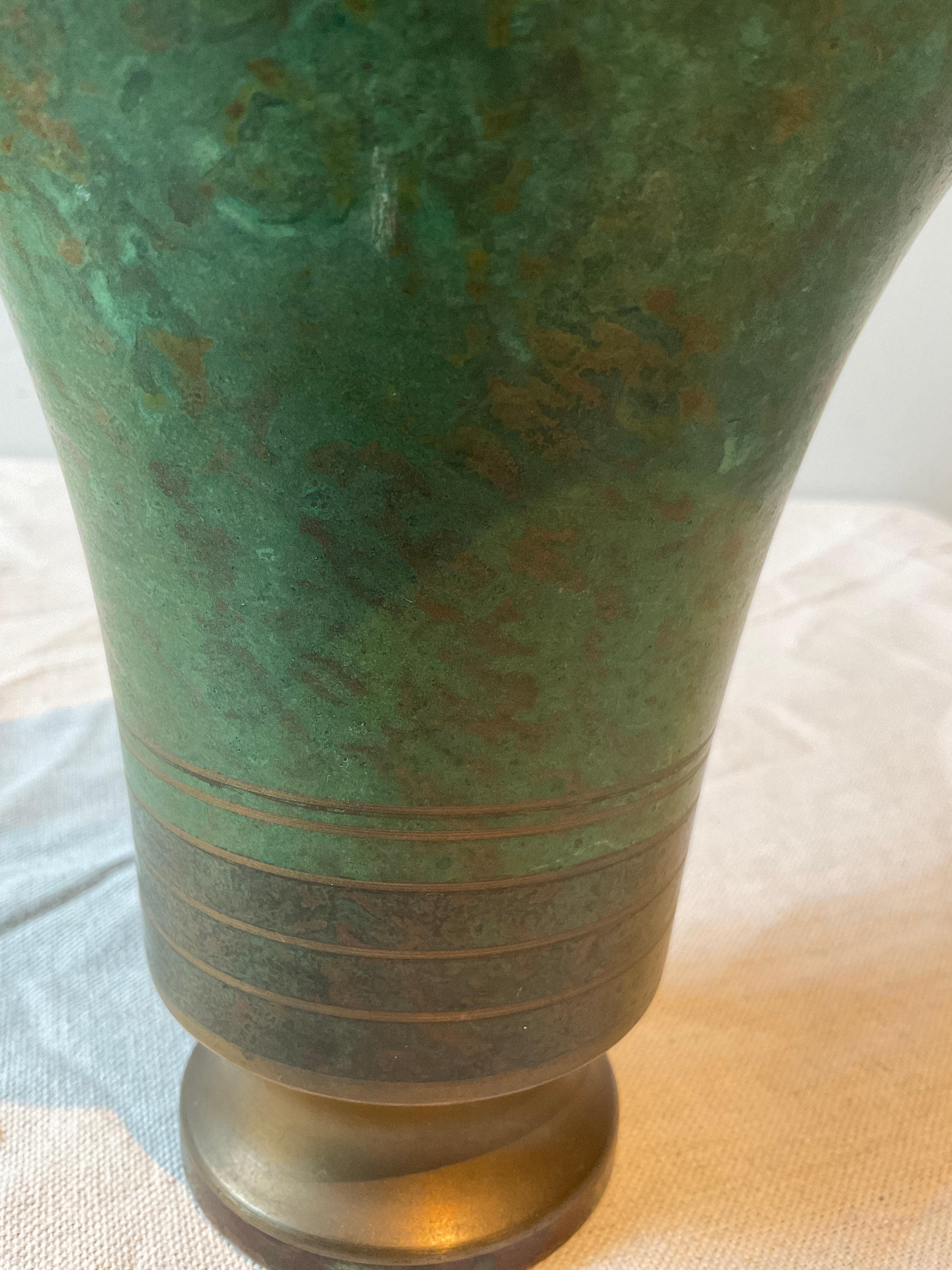 Carl Sorensen Patinated  Bronze Vase Signed For Sale 3