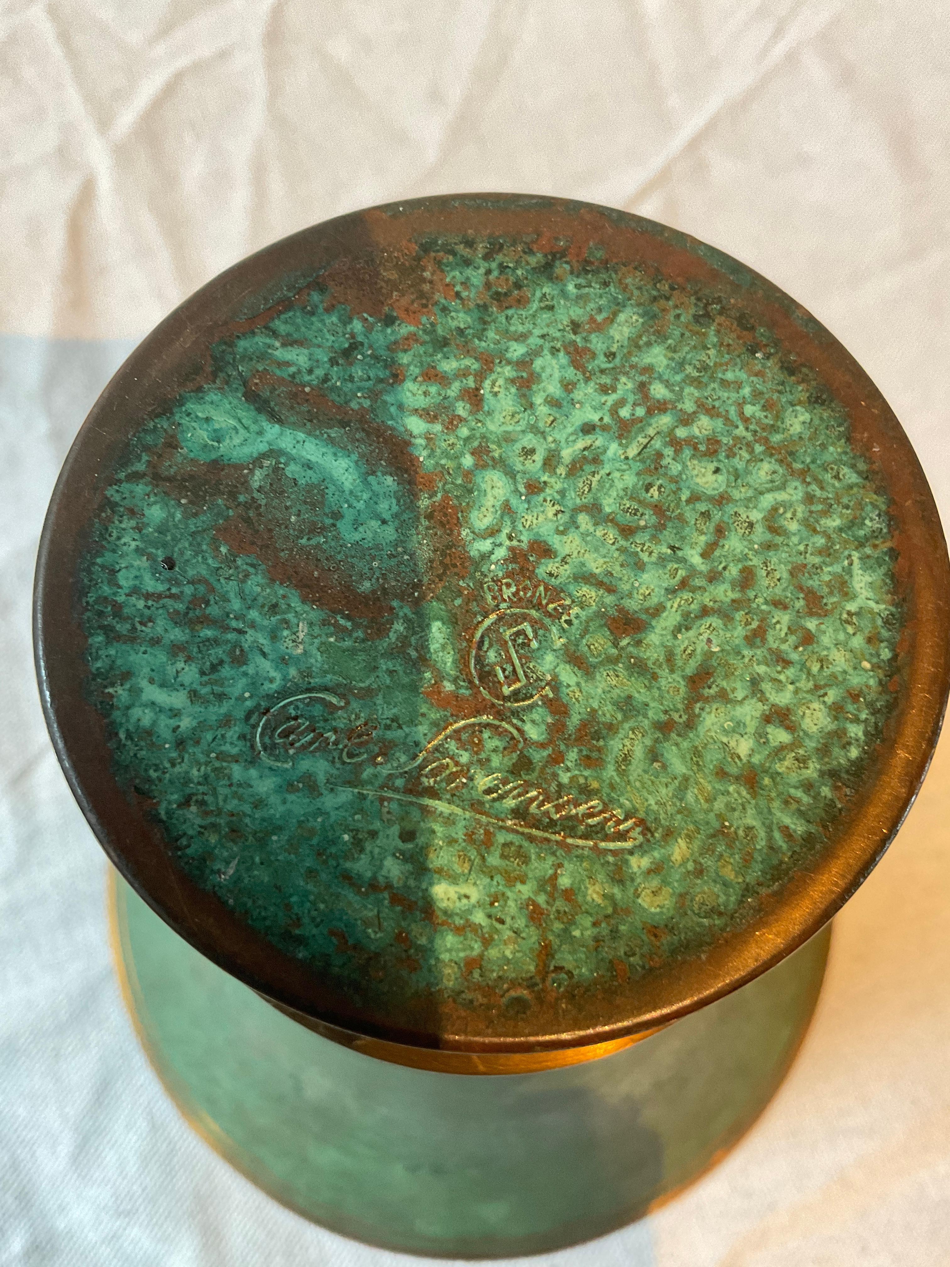 Carl Sorensen Patinated  Bronze Vase Signed For Sale 4