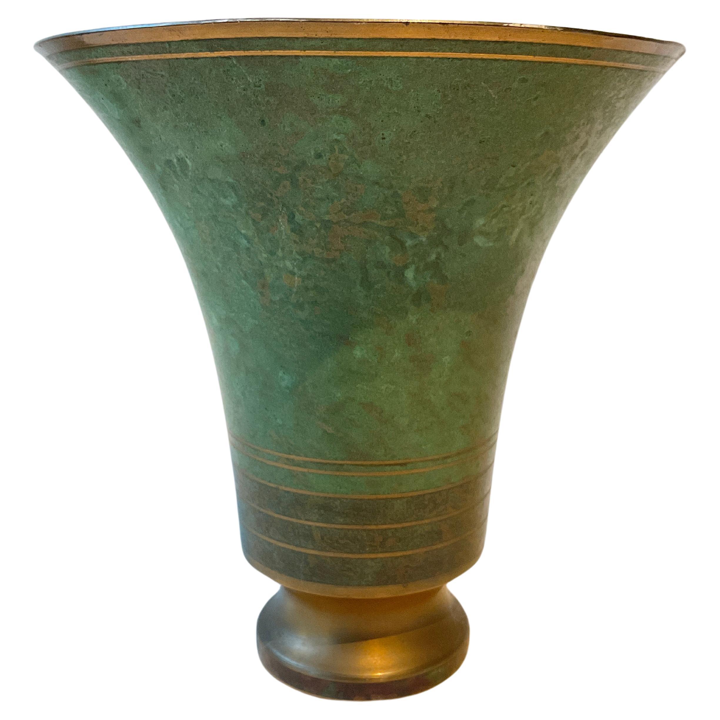 Carl Sorensen Patinated  Bronze Vase Signed