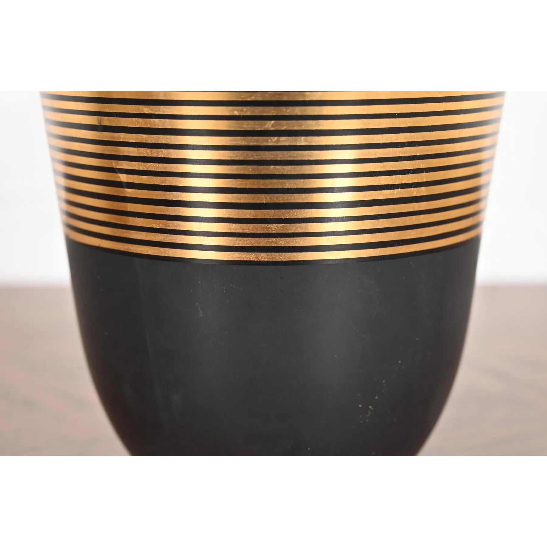 Carl Sorensen Style Art Deco Black and Gold Art Glass Vase, Circa 1930s 1