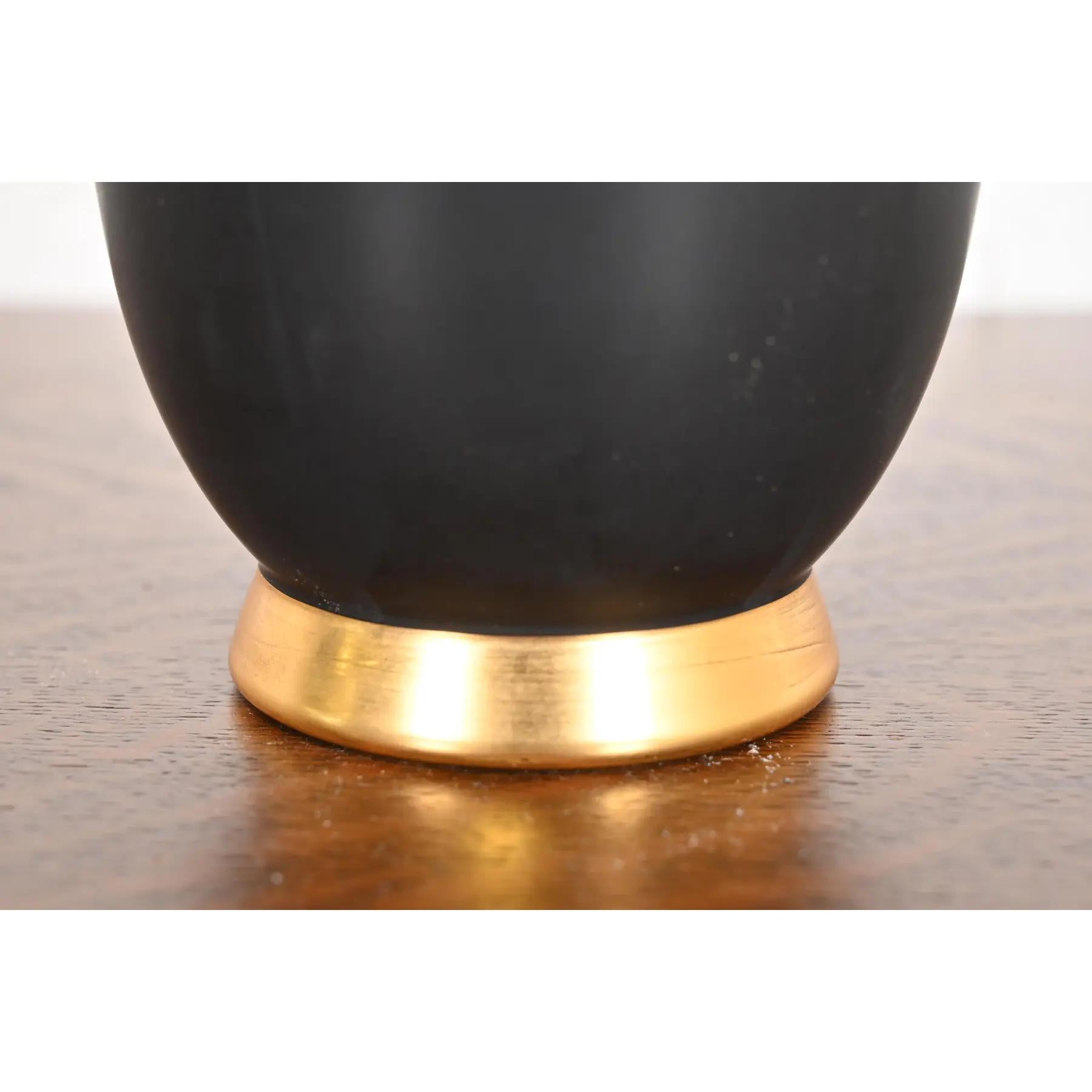 Carl Sorensen Style Art Deco Black and Gold Art Glass Vase, Circa 1930s 2