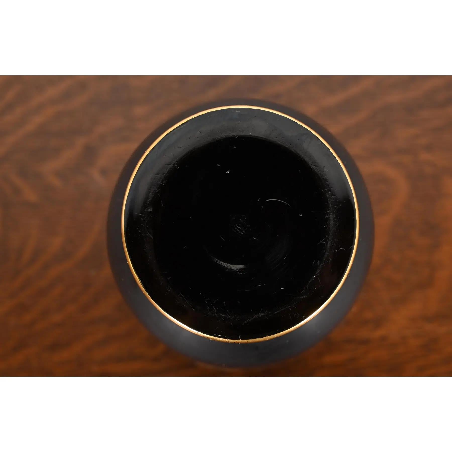 Carl Sorensen Style Art Deco Black and Gold Art Glass Vase, Circa 1930s 3