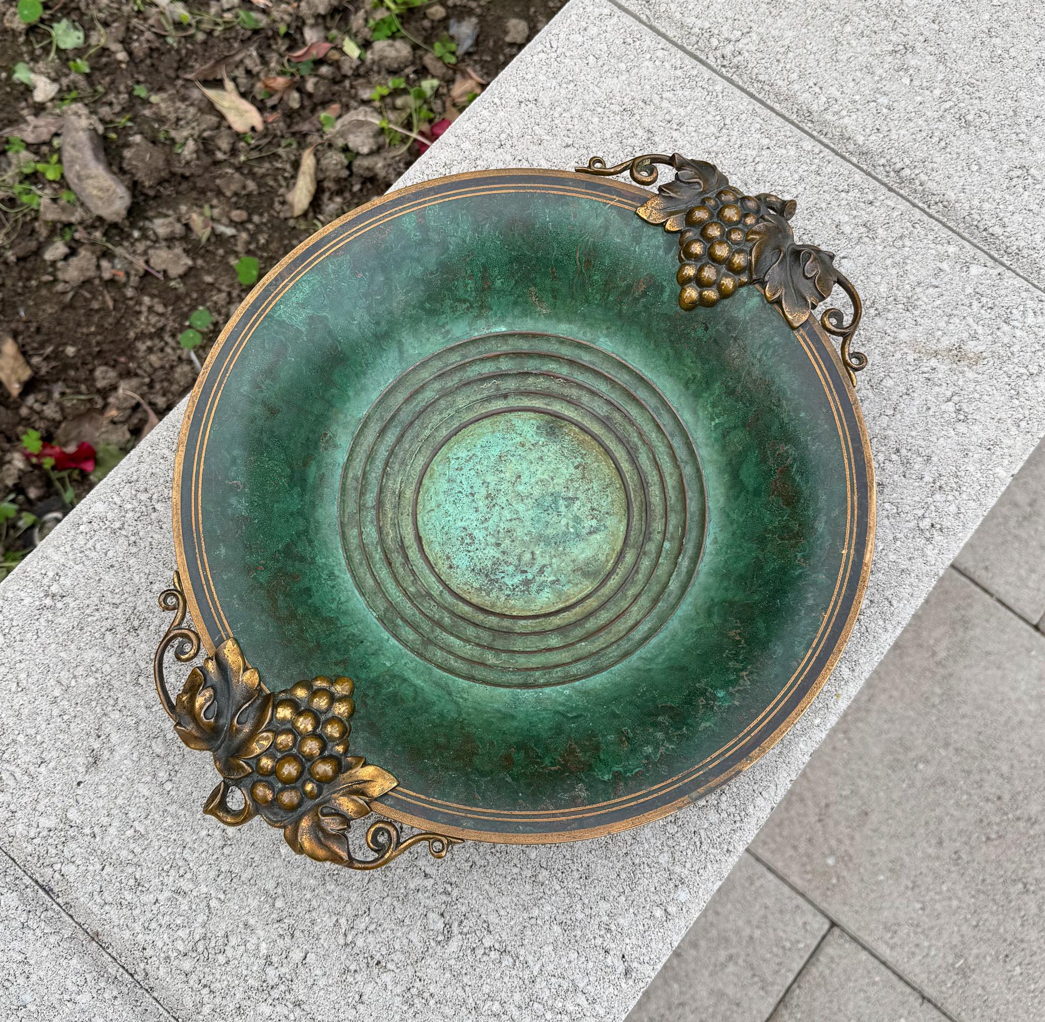Arts and Crafts Ciotola in bronzo con finitura Verdigris di Carl Sorensen, Stati Uniti, 1930 ca. in vendita