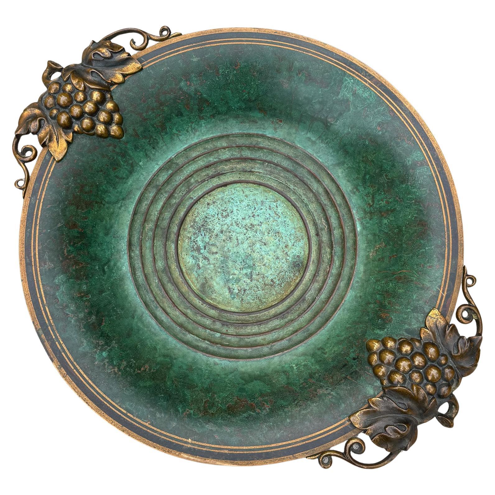 Carl Sorensen Cuenco de bronce acabado en verdigris, Estados Unidos, c.1930