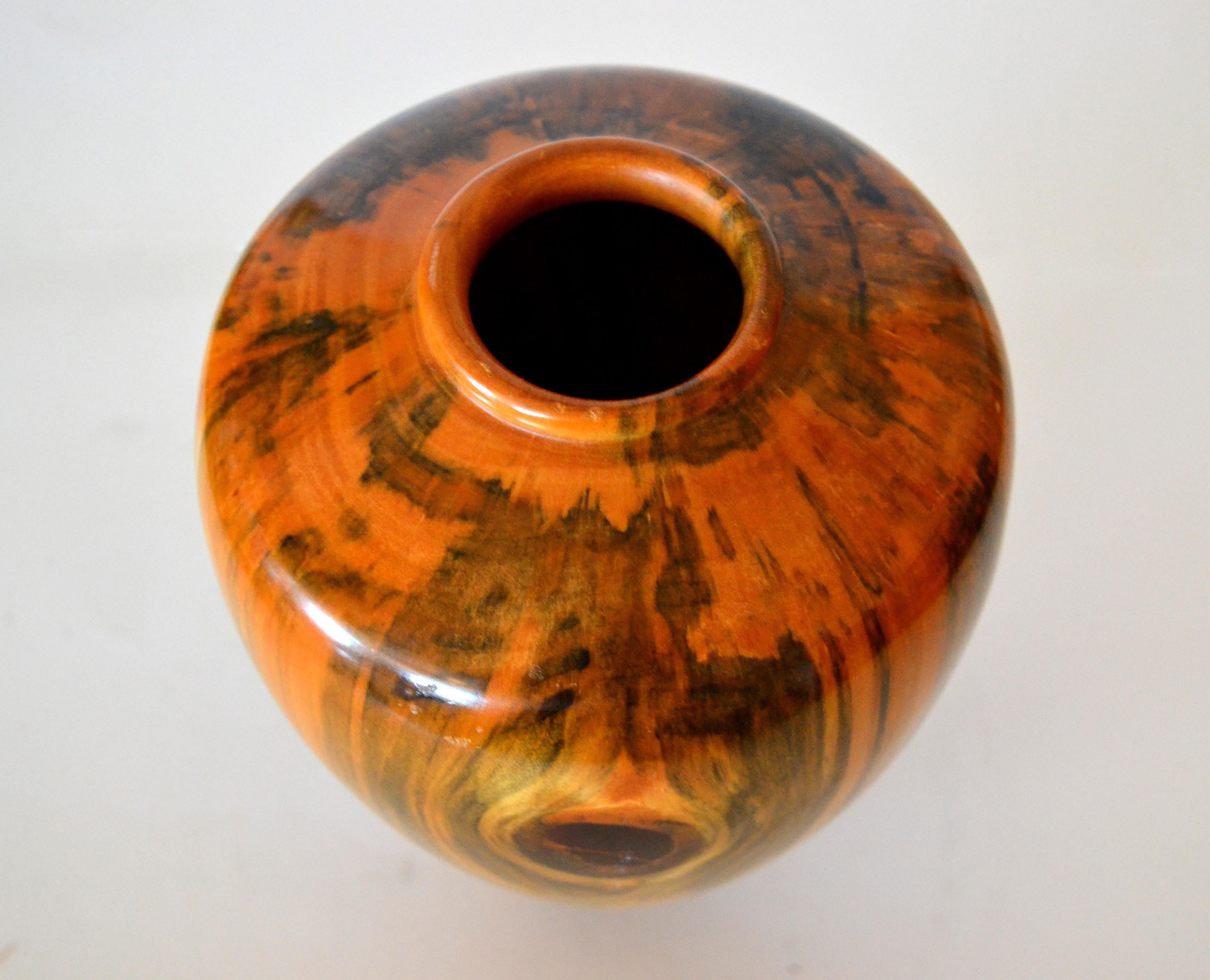 Carl Spinner Decorative American Handcrafted Exotic Turned Wood Lacquered Vase 5