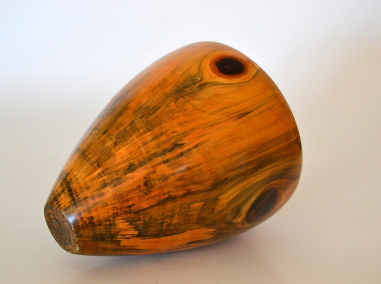 20th Century Carl Spinner Decorative American Handcrafted Exotic Turned Wood Lacquered Vase For Sale